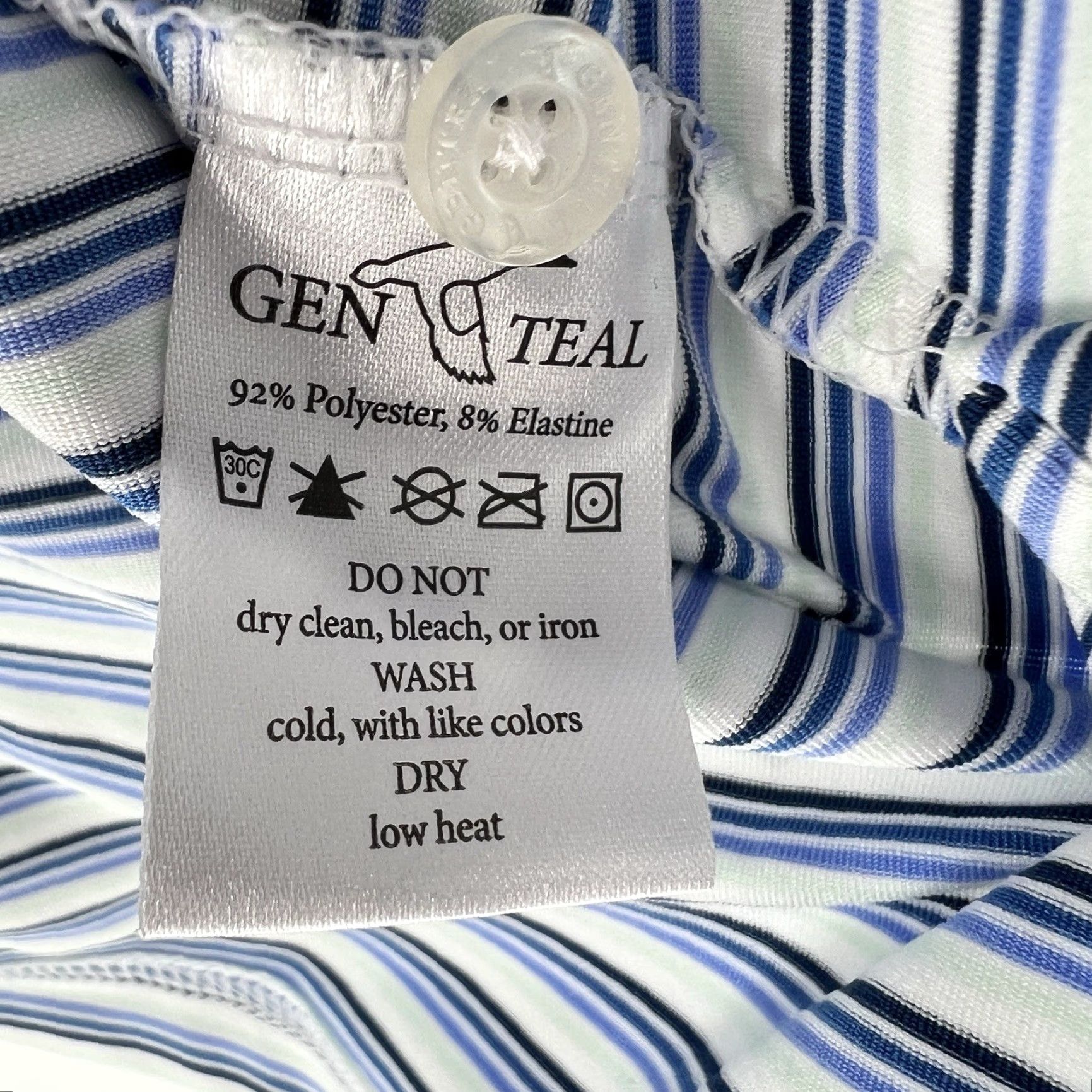 Vintage Genteal Polo Shirt Men 3XL Pinstripe Blue White Golf Performance Wicking Short Sleeve Shirt Size US XXL / EU 58 / 5 - 6 Thumbnail