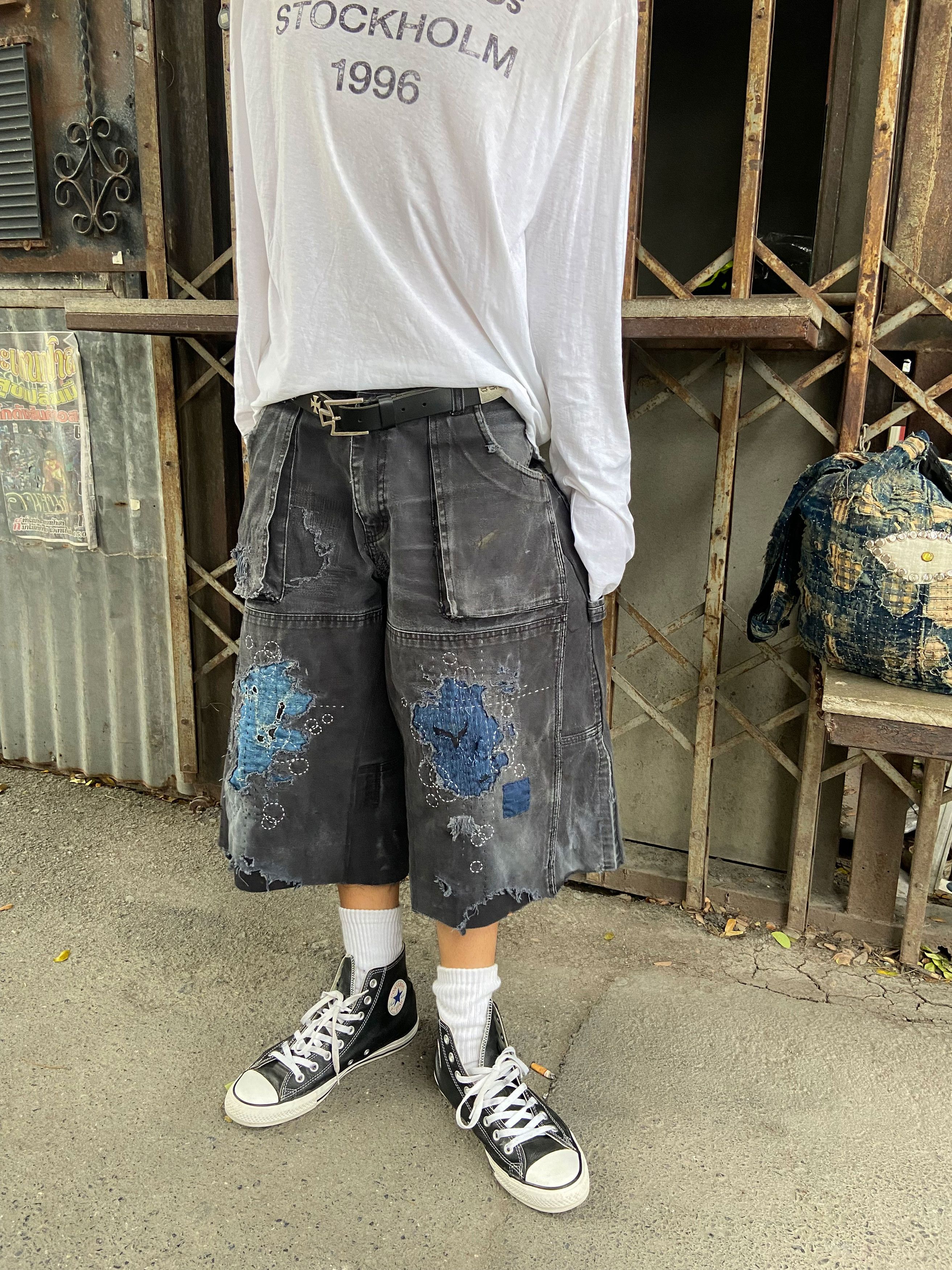 Japanese Brand Vintage Sashiko Repair Dickies Short Double Knee Pant Size US 34 / EU 50 - 2 Thumbnail