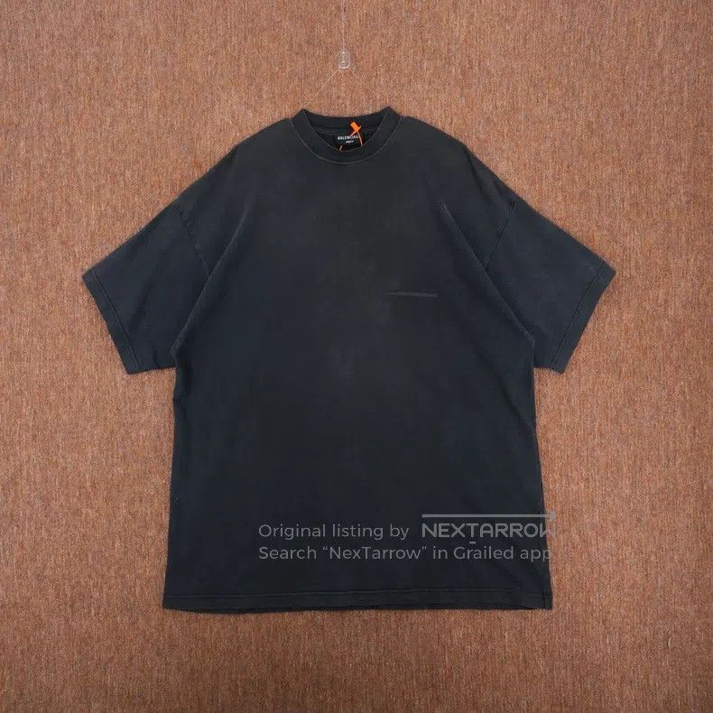 Balenciaga Balenciaga Covered Tape Logo Washed Distressed Short Sleev Size US S / EU 44-46 / 1 - 1 Thumbnail