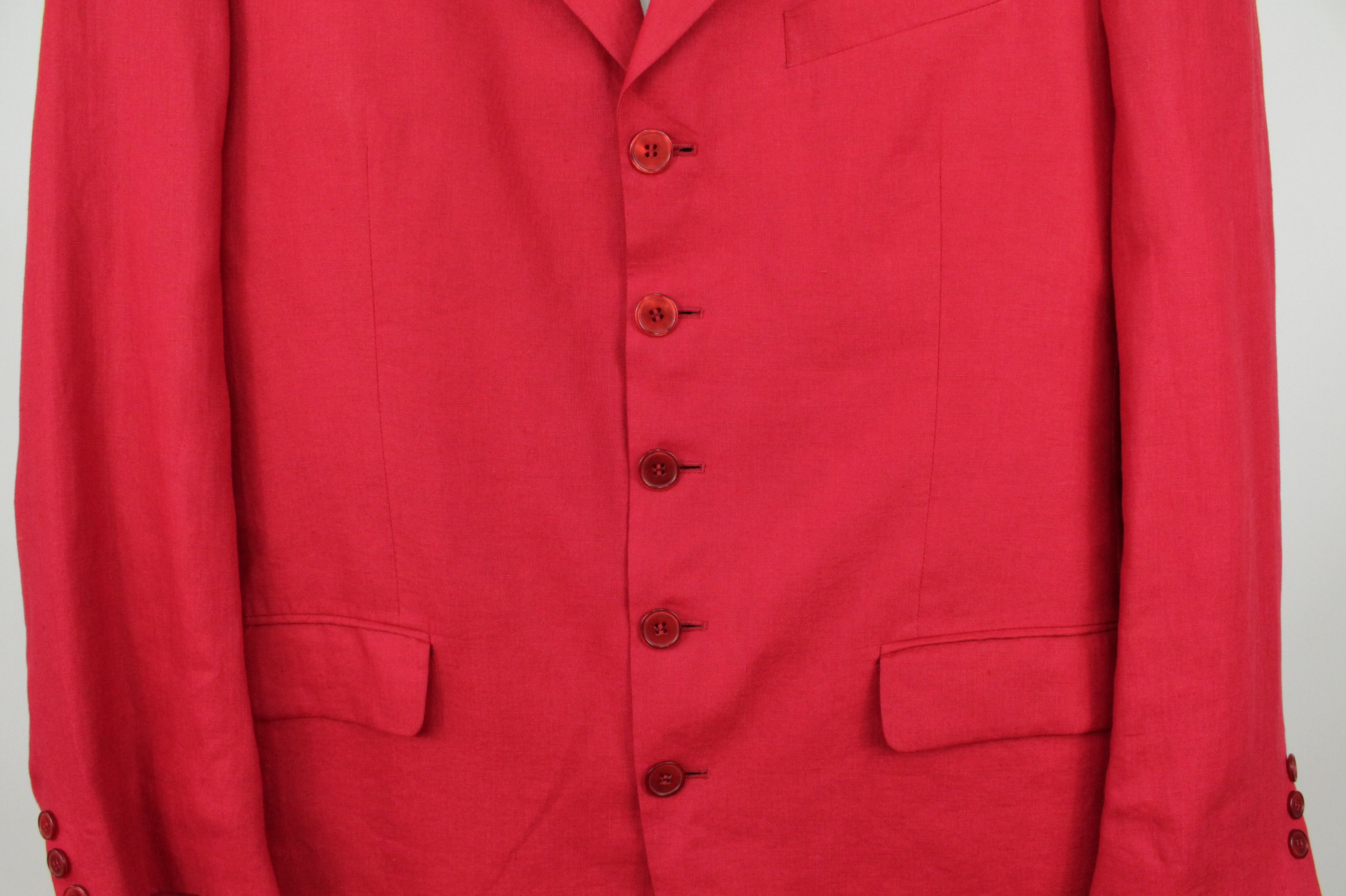 Vintage Kenzo Homme Red Linen 5BTN Blazer Jacket Men's
