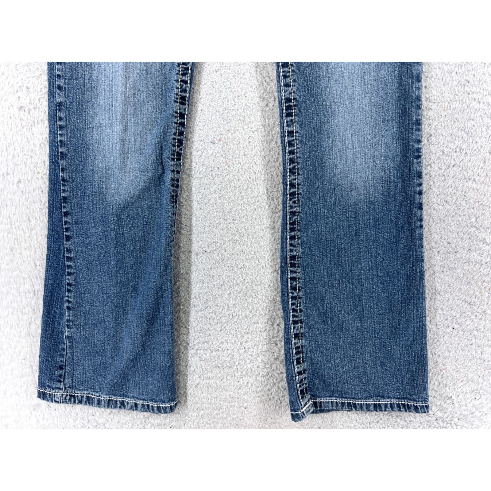 Vintage Jade Women's Flared Jeans Pants 30x30 Blue Denim Low Rise Stretch Casual Vintage 2000s Womens Size 34" / US 12 / IT 48 - 2 Thumbnail