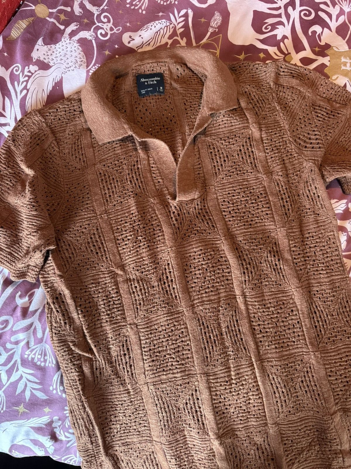 Abercrombie & Fitch Men’s Abercrombie and Fitch brown knit Polo Size US M / EU 48-50 / 2 - 1 Thumbnail