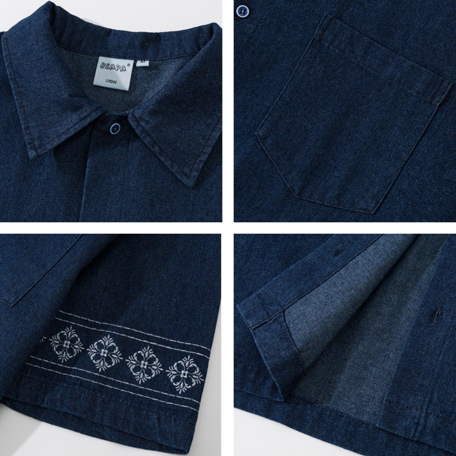 Other Indigo Denim Embroidered Short-Sleeve Camp Collar Shirt | Size US M / EU 48-50 / 2 - 3 Thumbnail