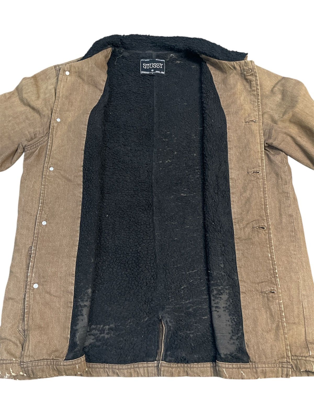Stussy Vintage Stussy Sherpa Linen Distressed Jacket Size US XL / EU 56 / 4 - 6 Thumbnail