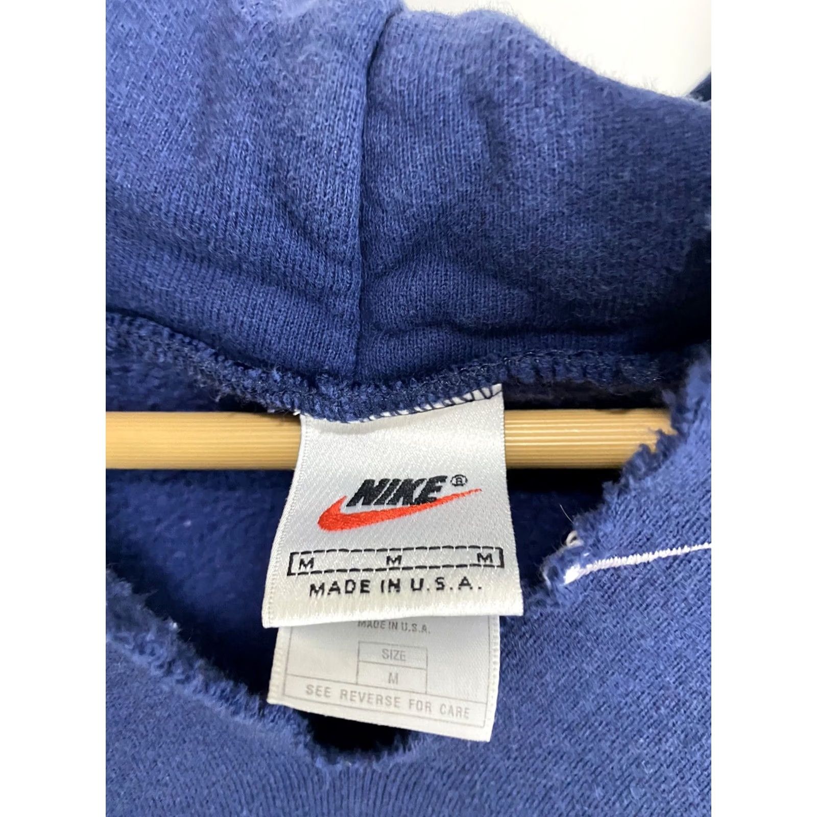 Nike VTG Nike Center Swoosh Check Sweatshirt Hoodie Navy Size M Mens USA Shirt Size US M / EU 48-50 / 2 - 3 Thumbnail