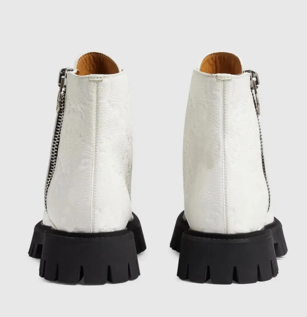 Gucci o1s1wg110225 GG Leather Boots in White Size US 11 / IT 41 - 3 Thumbnail