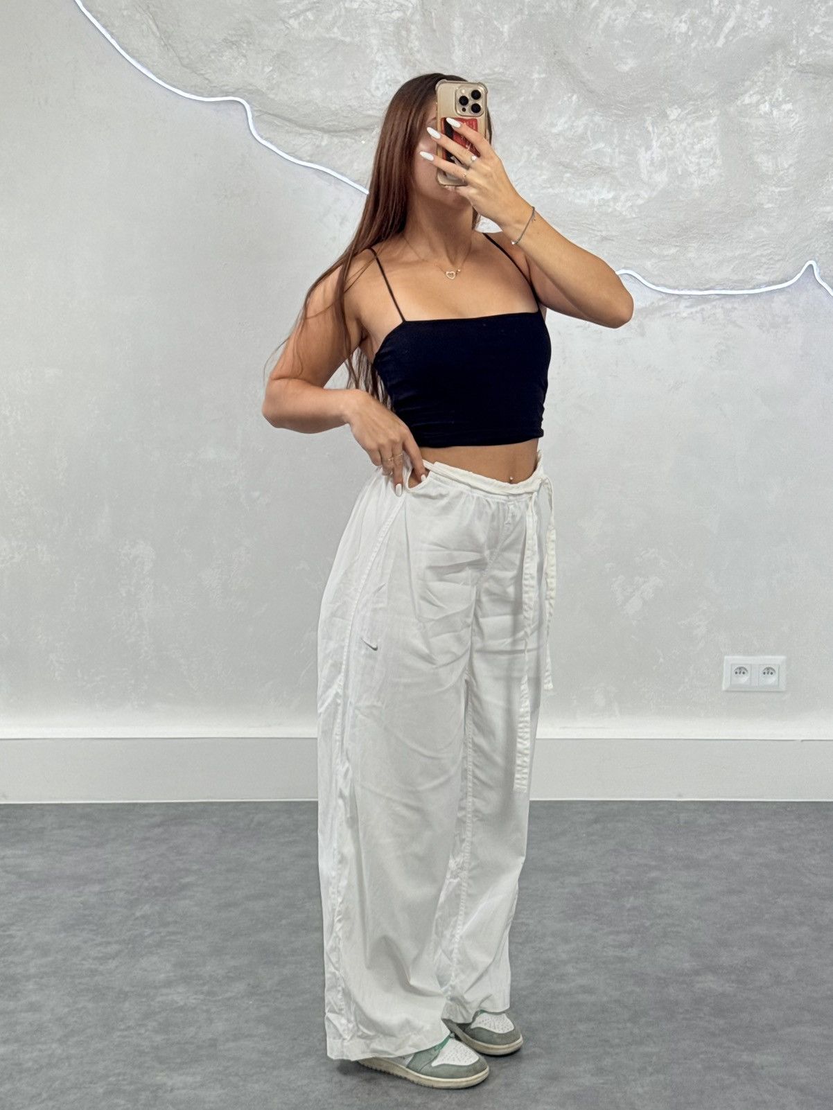 Nike Vintage wide leg nike pants baggy light sweatpants 00s Size 29" - 2 Thumbnail