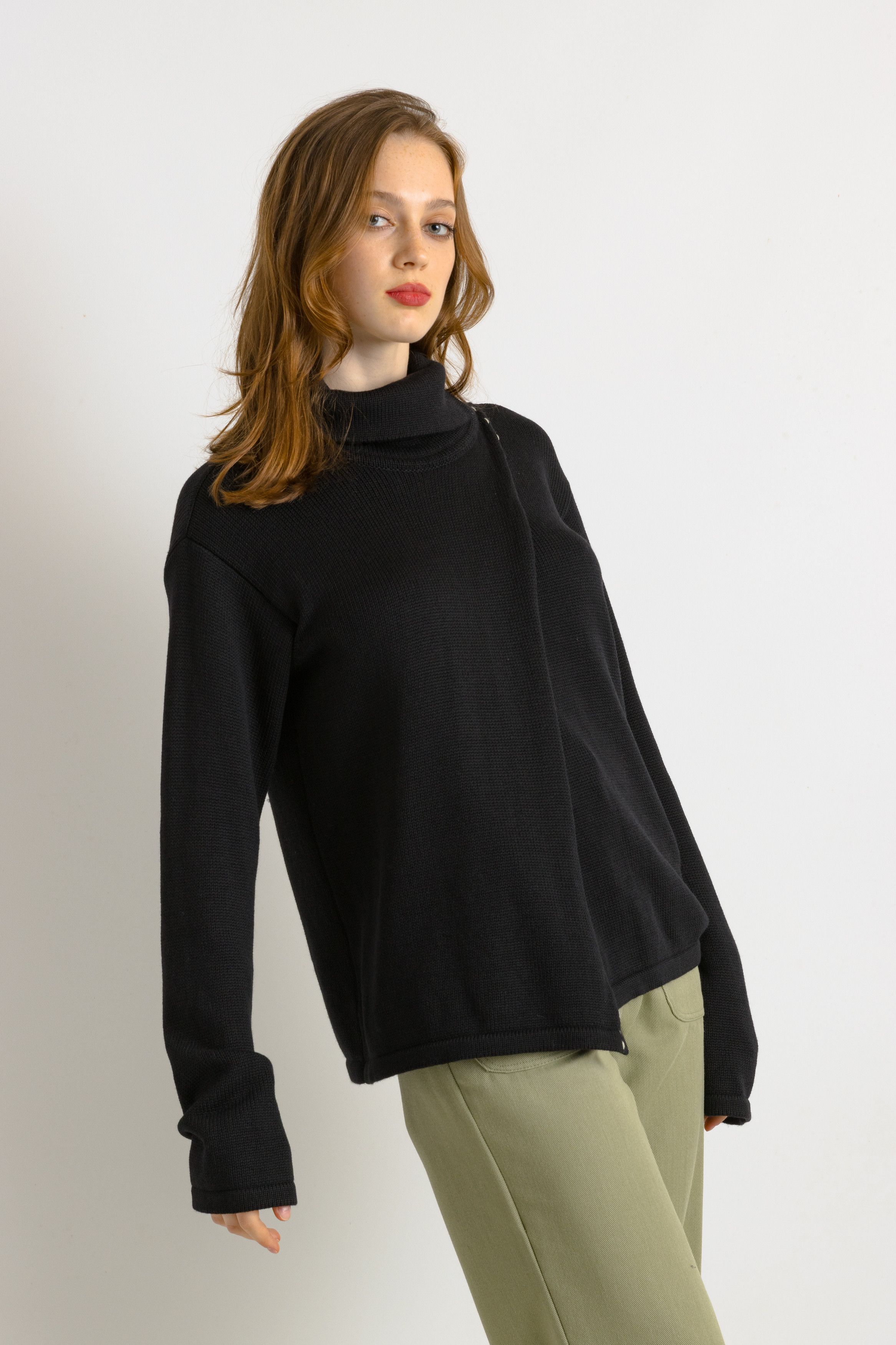 Preloved 00’s Rene Lezard Merino Wool Black Top 7509