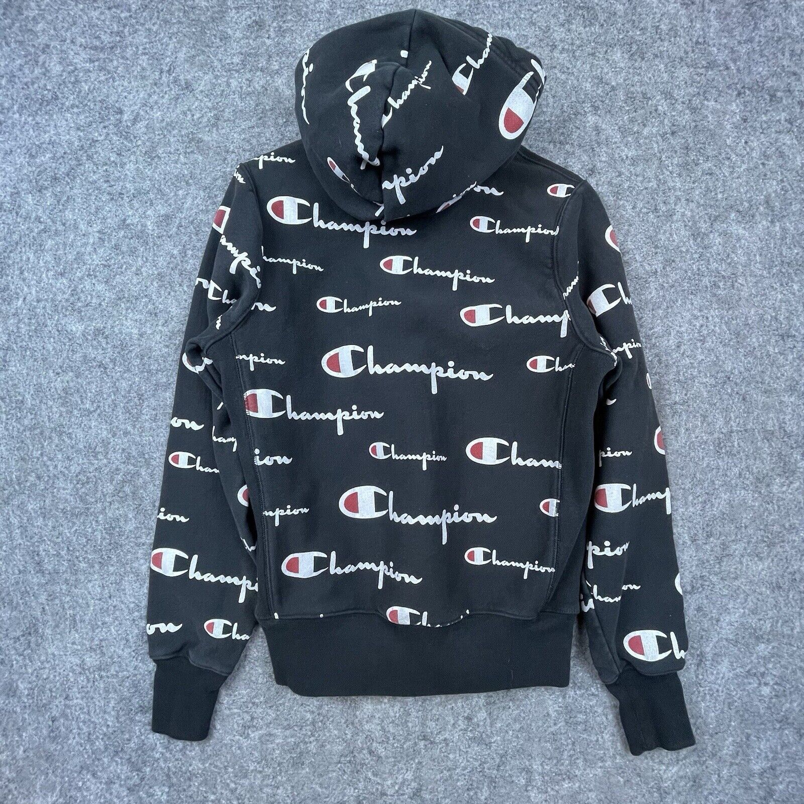 Champion Champion Reverse Weave Hoodie S Black All Over Logo Script Size US S / EU 44-46 / 1 - 2 Thumbnail