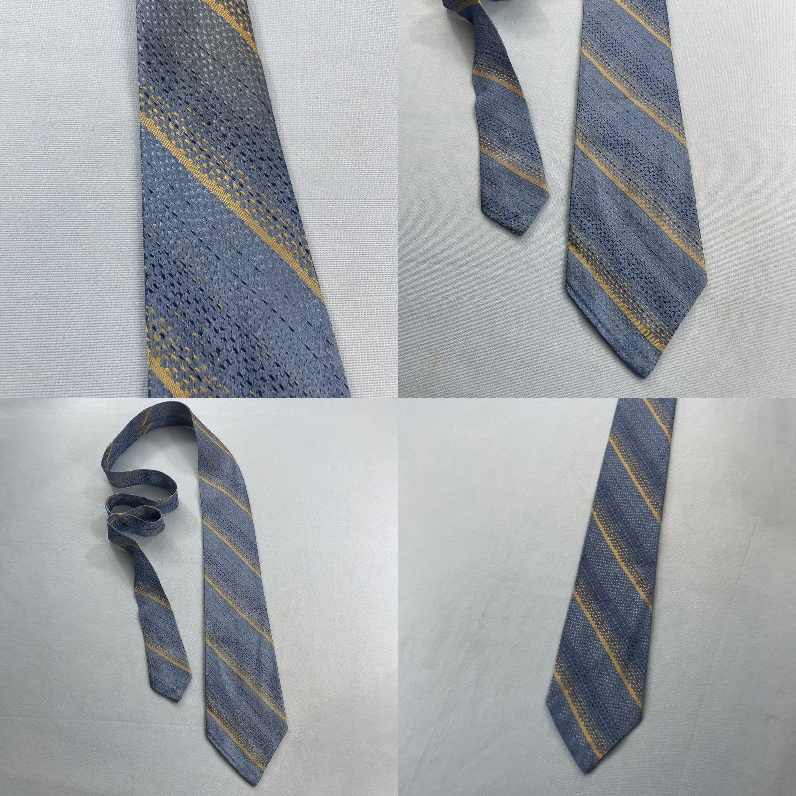 Vintage Vintage Woven Neck Tie vtg 60s 70s Repp striped Blue Yellow Textured 4x58 Capsule Necktie Size ONE SIZE - 10 Thumbnail