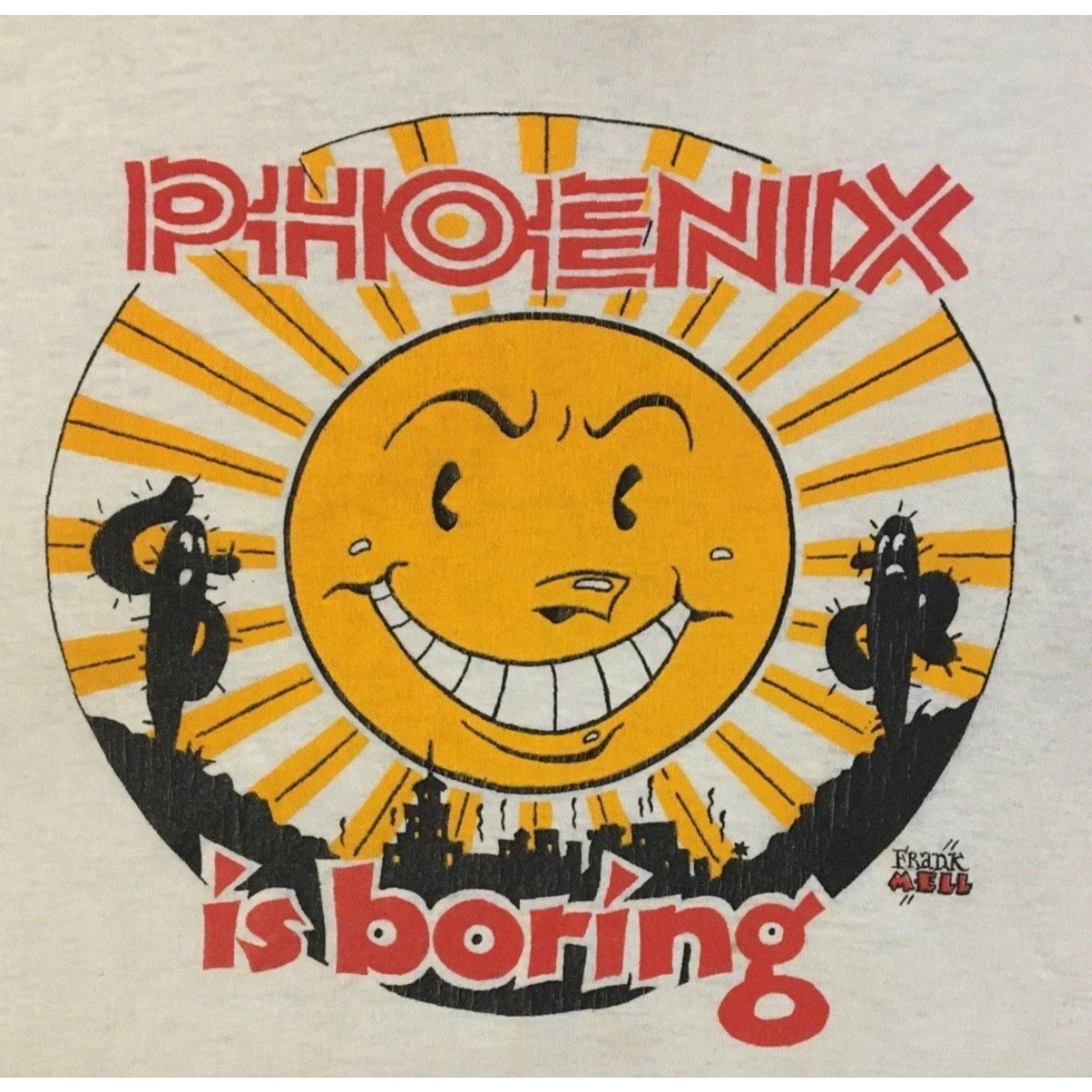 Vintage VINTAGE 90s Phoenix Is Boring Faded Distressed Shirt XL White T-Shirt Men Regular Fit Short Sleeve Sun Grunge Funny Joke Size US XL / EU 56 / 4 - 3 Thumbnail