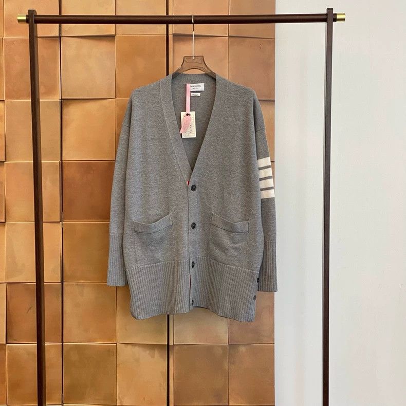 Thom Browne Thom browne Size 00 Gray four-striped wool knitted cardiga Size XXS / US 00 / IT 34 - 1 Thumbnail
