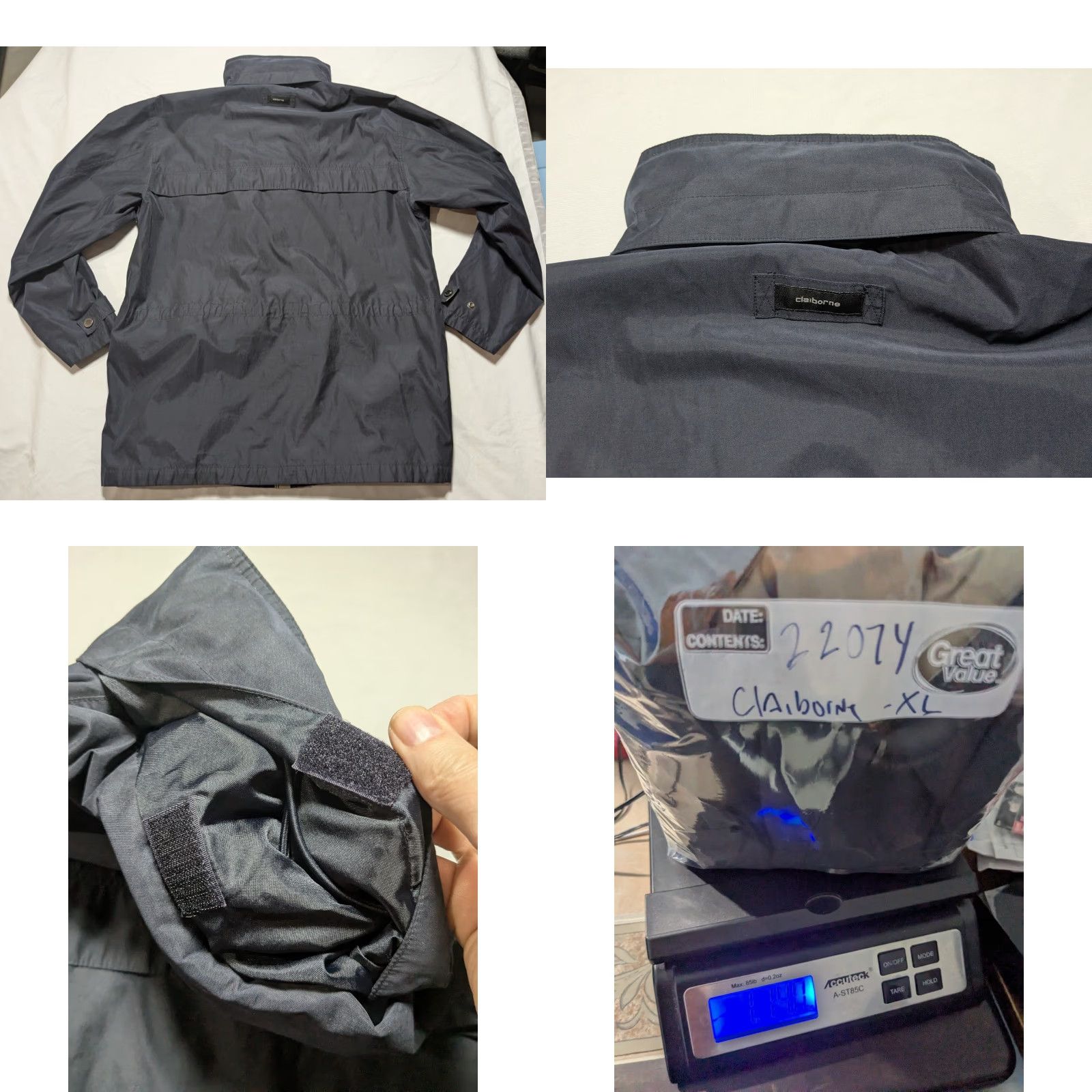 Liz Claiborne Claiborne Microfiber Field Jacket - Men XL Blue Hidden Hood Jacket Size US XL / EU 56 / 4 - 11 Thumbnail