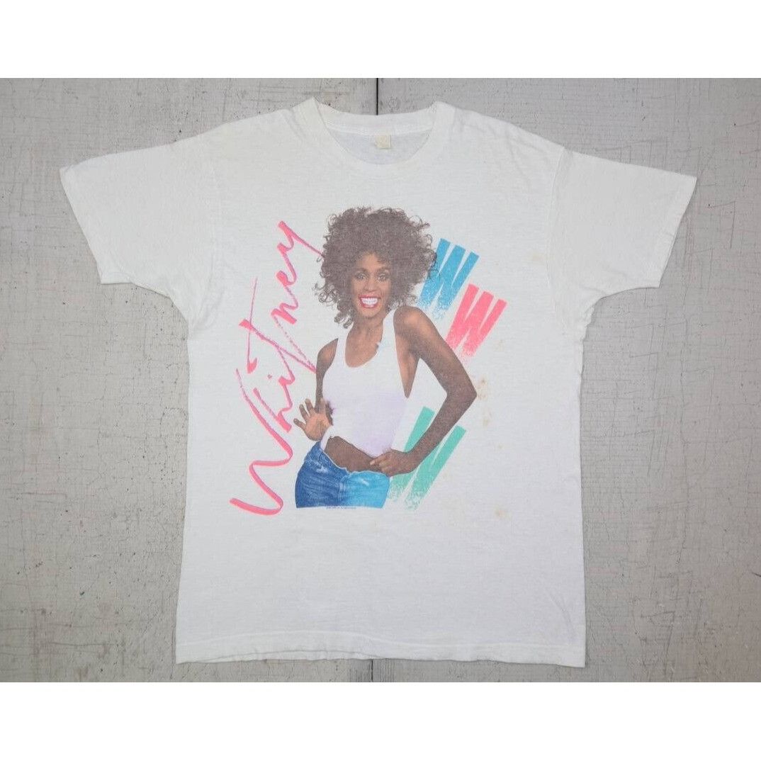 Vintage 1987 Whitney Houston T Shirt Single Stitch White L