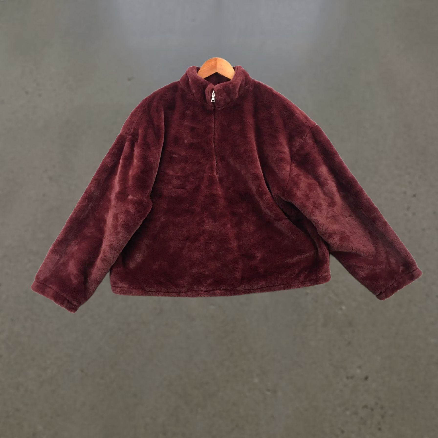 Vintage A New Day Burgundy Mock Neck Jacket Womens L Cotton Blend Quarter Zip Sweater Size L / US 10 / IT 46 - 1 Thumbnail