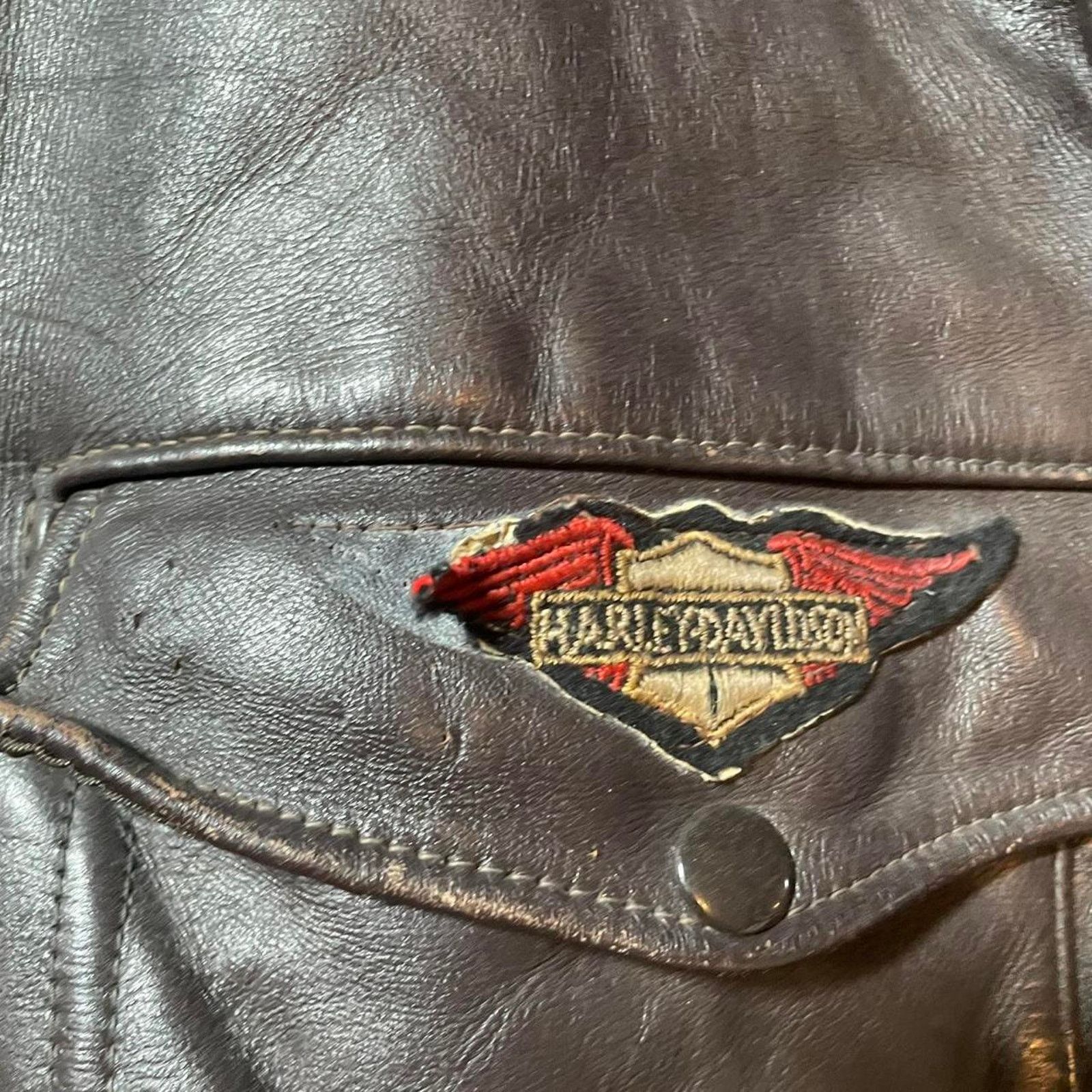Harley Davidson Vintage 70s Harley Davidson Leather Bomber Fur Collar Size US M / EU 48-50 / 2 - 2 Thumbnail