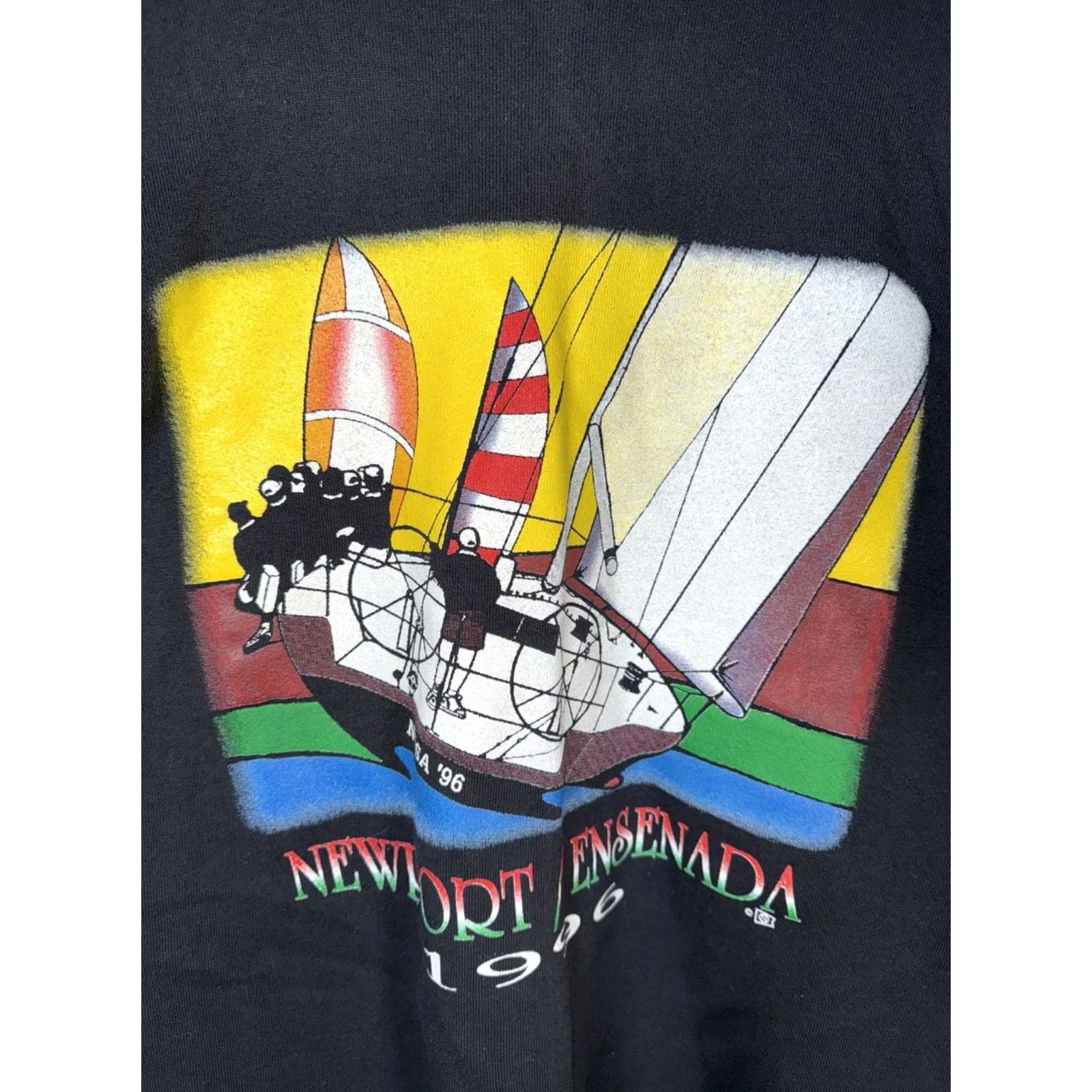 Hanes VINTAGE Newport Ensenada 1996 Sailing Print Sweatshirt Mens XL Black USA Hanes Pullover Shirt Size US XL / EU 56 / 4 - 2 Thumbnail