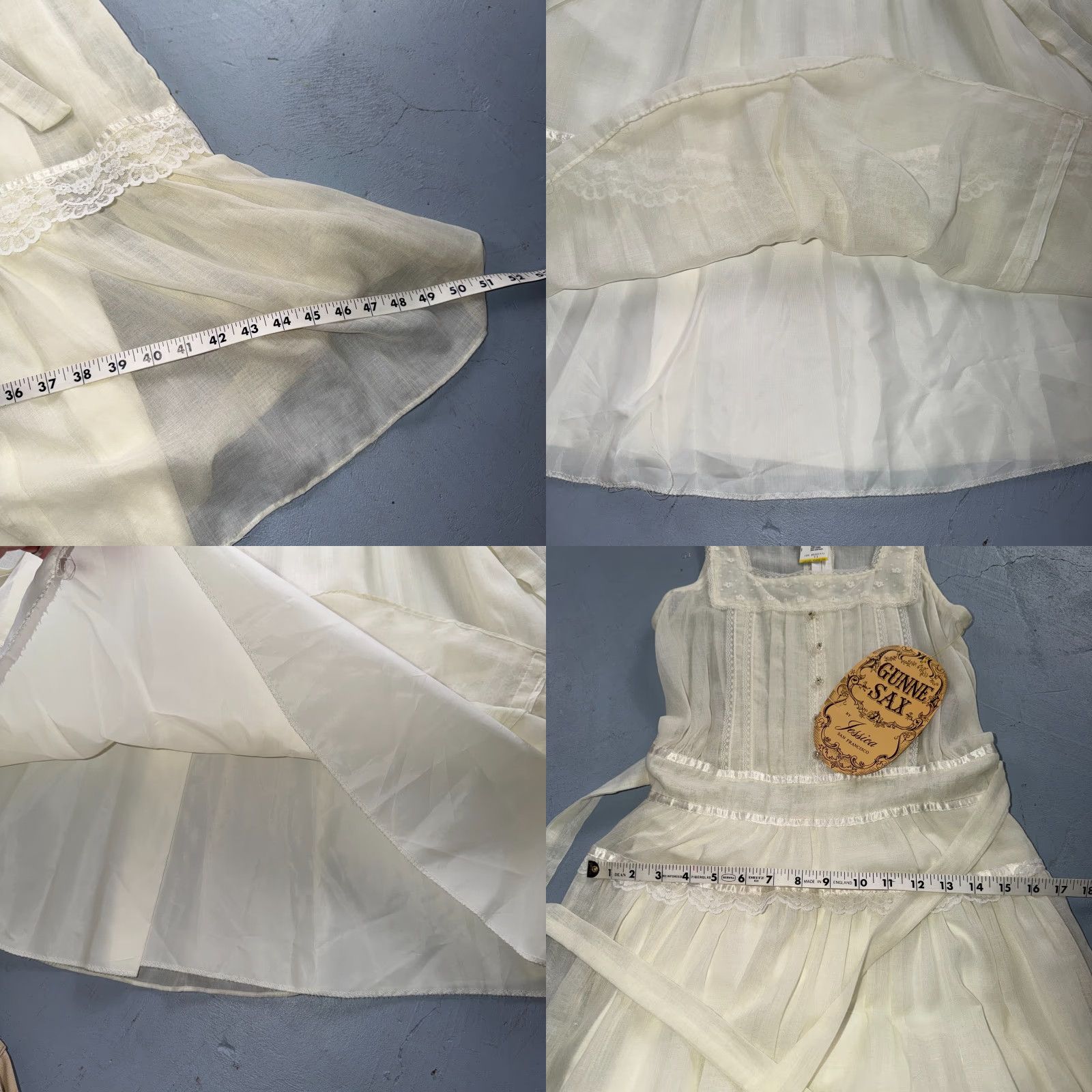 Vintage VINTAGE Gunne Sax Jessica Ivory Prairie Dress Sz 11 Boho Core Farm 1970s Cotton Gunne Sax Womens Size L / US 10 / IT 46 - 8 Thumbnail