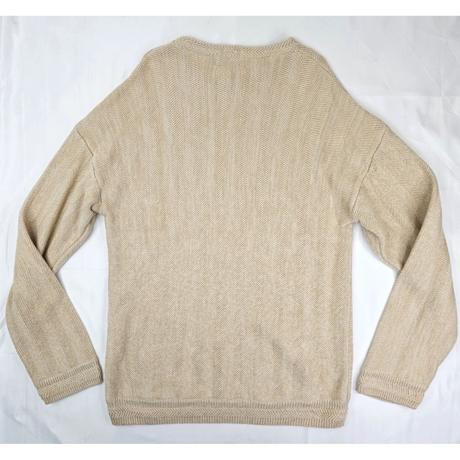 Chaps VTG Chaps Ralph Lauren Hand Frame Sweater Men L Herringbone Beige Ivory Knit Size US L / EU 52-54 / 3 - 7 Thumbnail