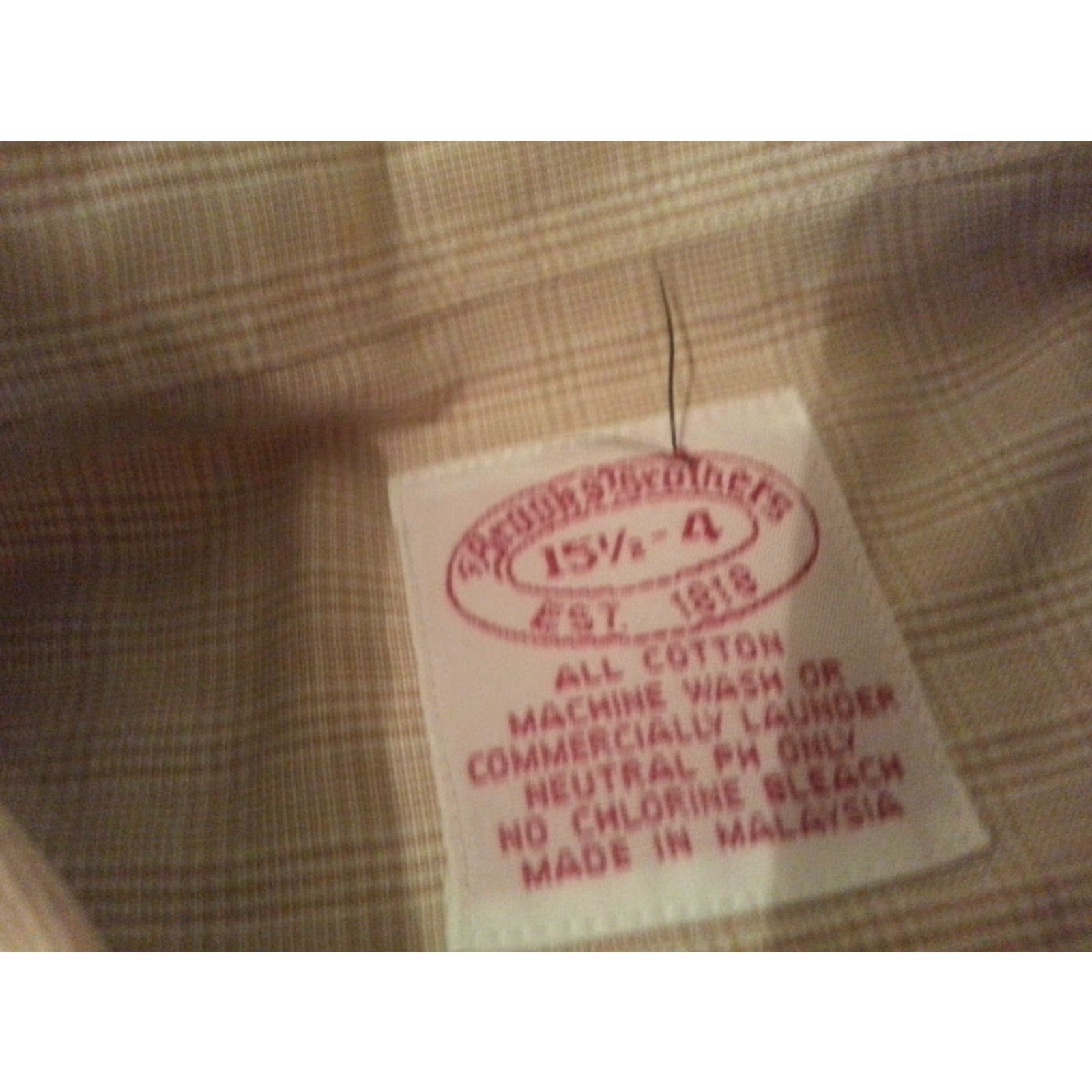 Brooks Brothers Brooks Brothers Dress Shirt 15 1/2 34 Khaki Beige Cotton Button Mens Size 40R - 4 Thumbnail