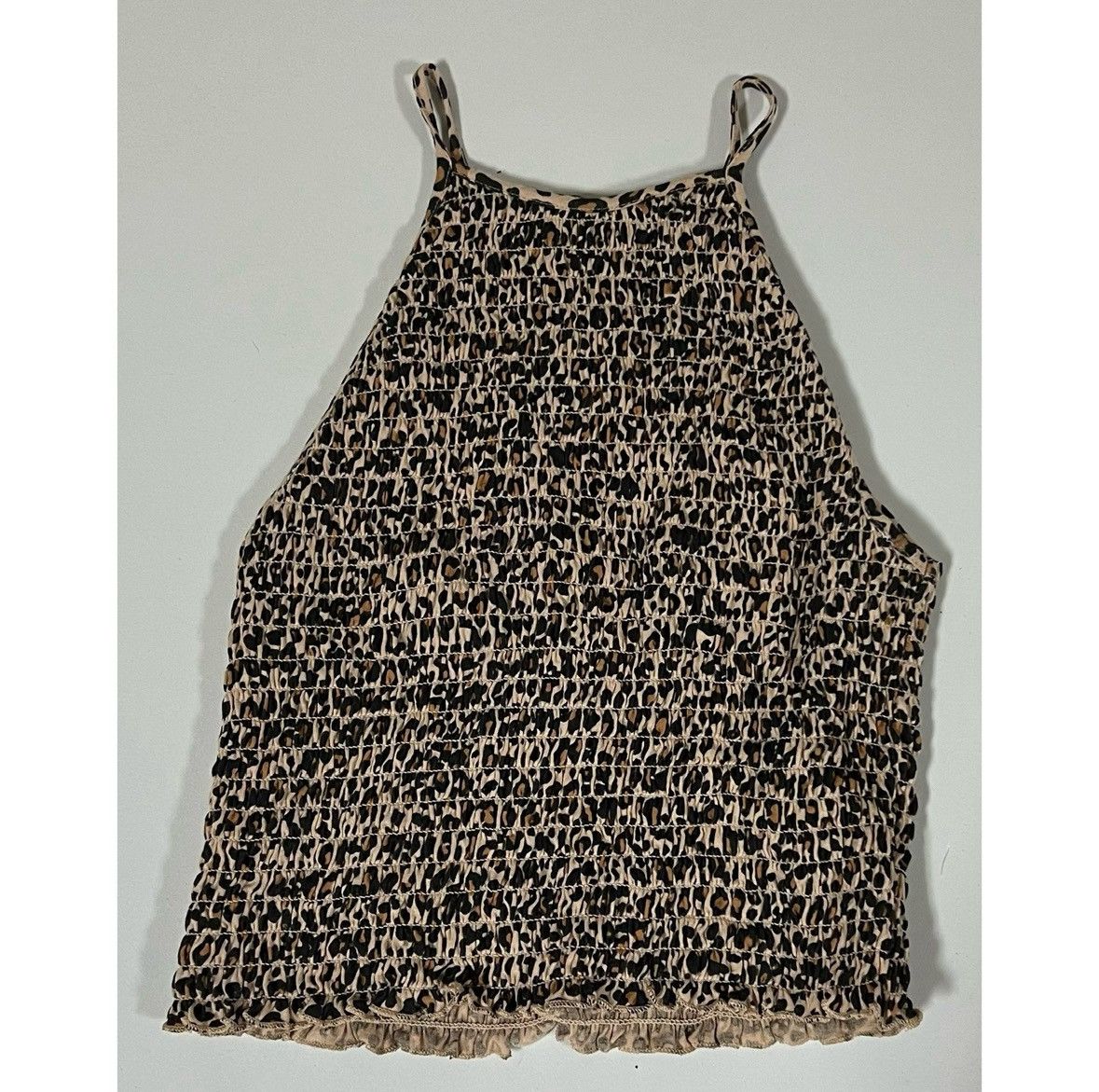 American Eagle Outfitters AE Tan Cheetah Leopard Print Halter Crop Top Shirt Size XS🐆✨ Size XS / US 0-2 / IT 36-38 - 2 Thumbnail