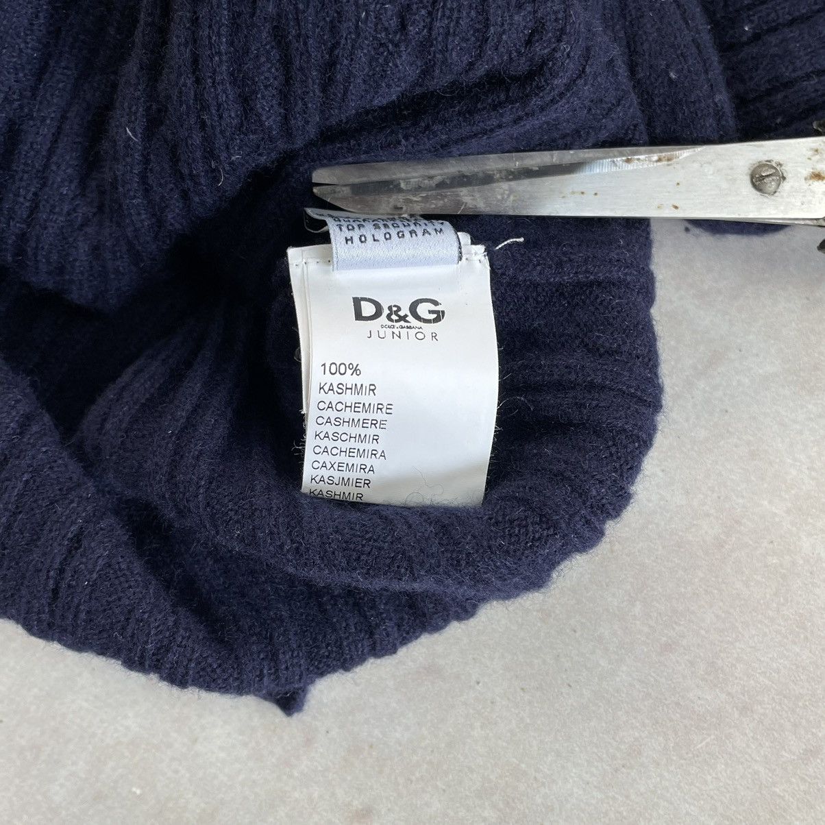 Designer × Dolce & Gabbana Dolce & Gabbana Ribbed Knit Cashmere Navy Zip Sweater Size M / US 6-8 / IT 42-44 - 15 Thumbnail