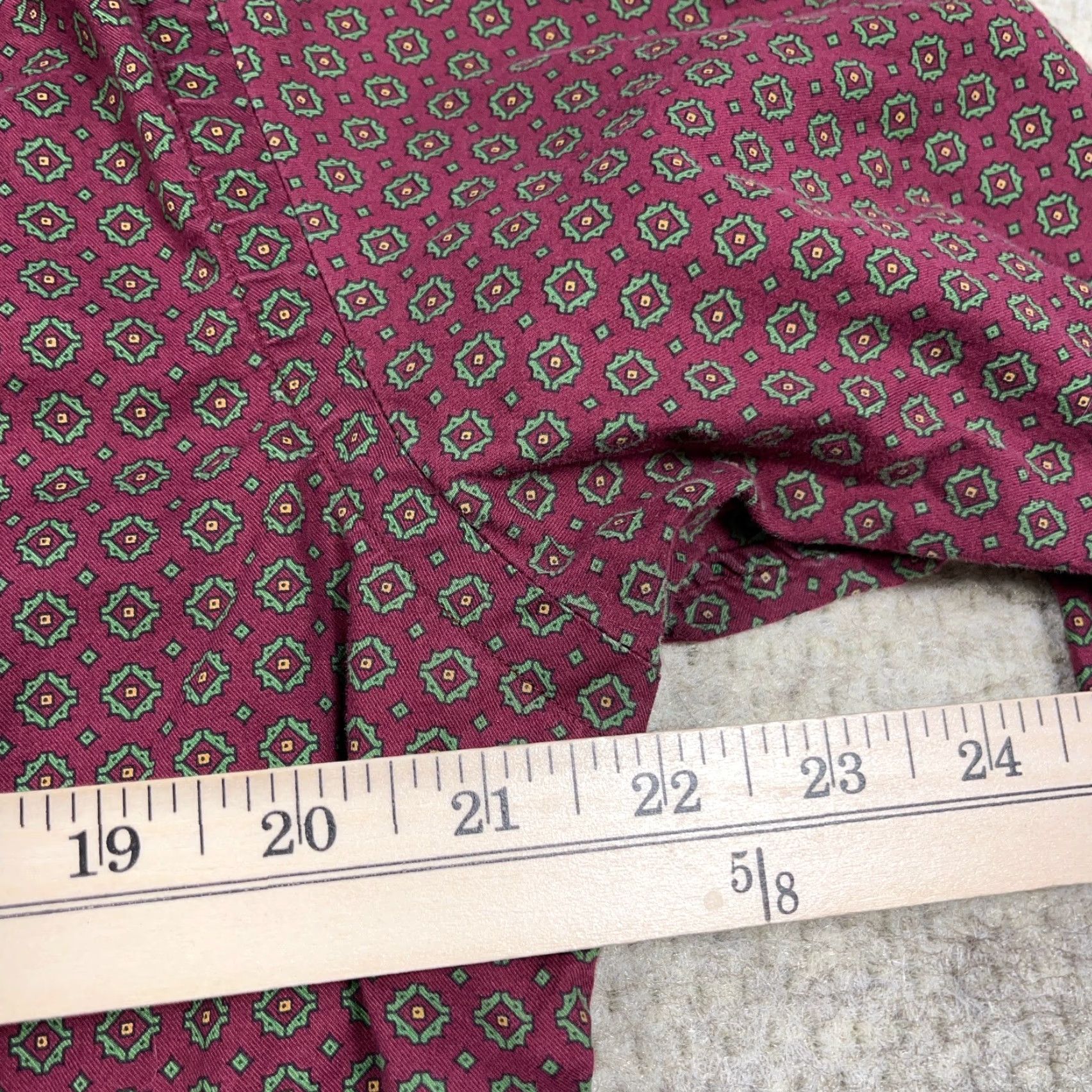 Polo Ralph Lauren VINTAGE Polo Ralph Lauren Shirt Men Large Maroon Button Up Dress Poplin Spotted Adult Size 42R - 6 Thumbnail
