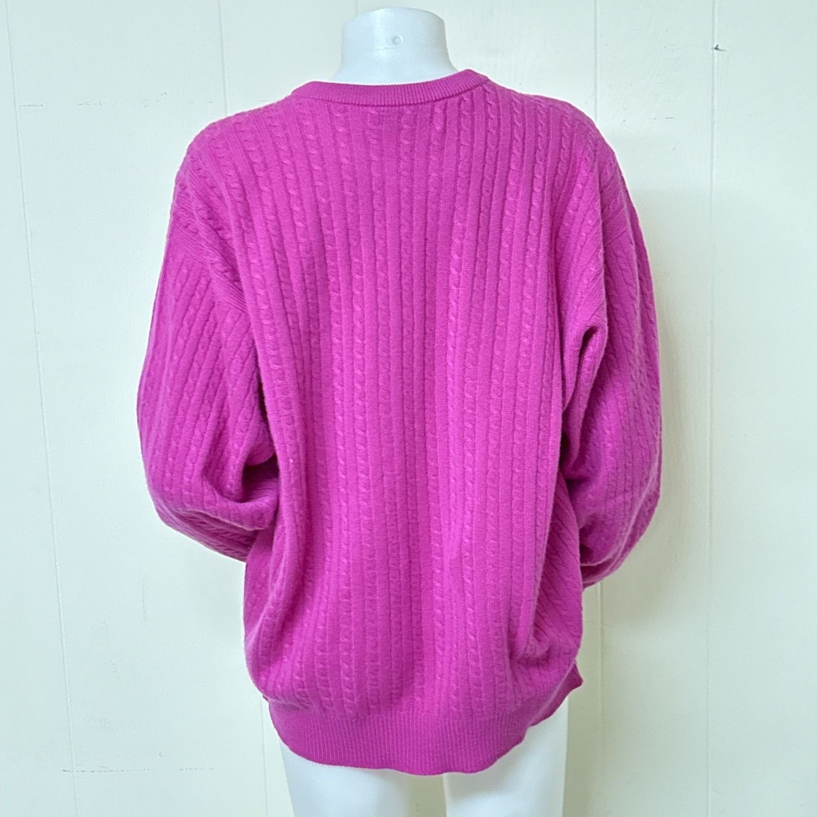 Lyle & Scott Lyle & Scott Cashmere Sweater Womens XL Fuchsia Cable Knit P Size XL / US 12-14 / IT 48-50 - 2 Thumbnail