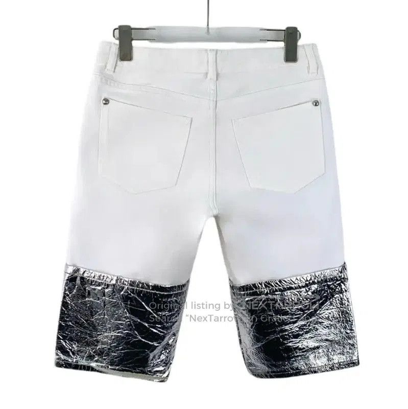 Chanel Chanel White Cotton Women's Shorts with Metallic Hem . Size 23" - 2 Thumbnail