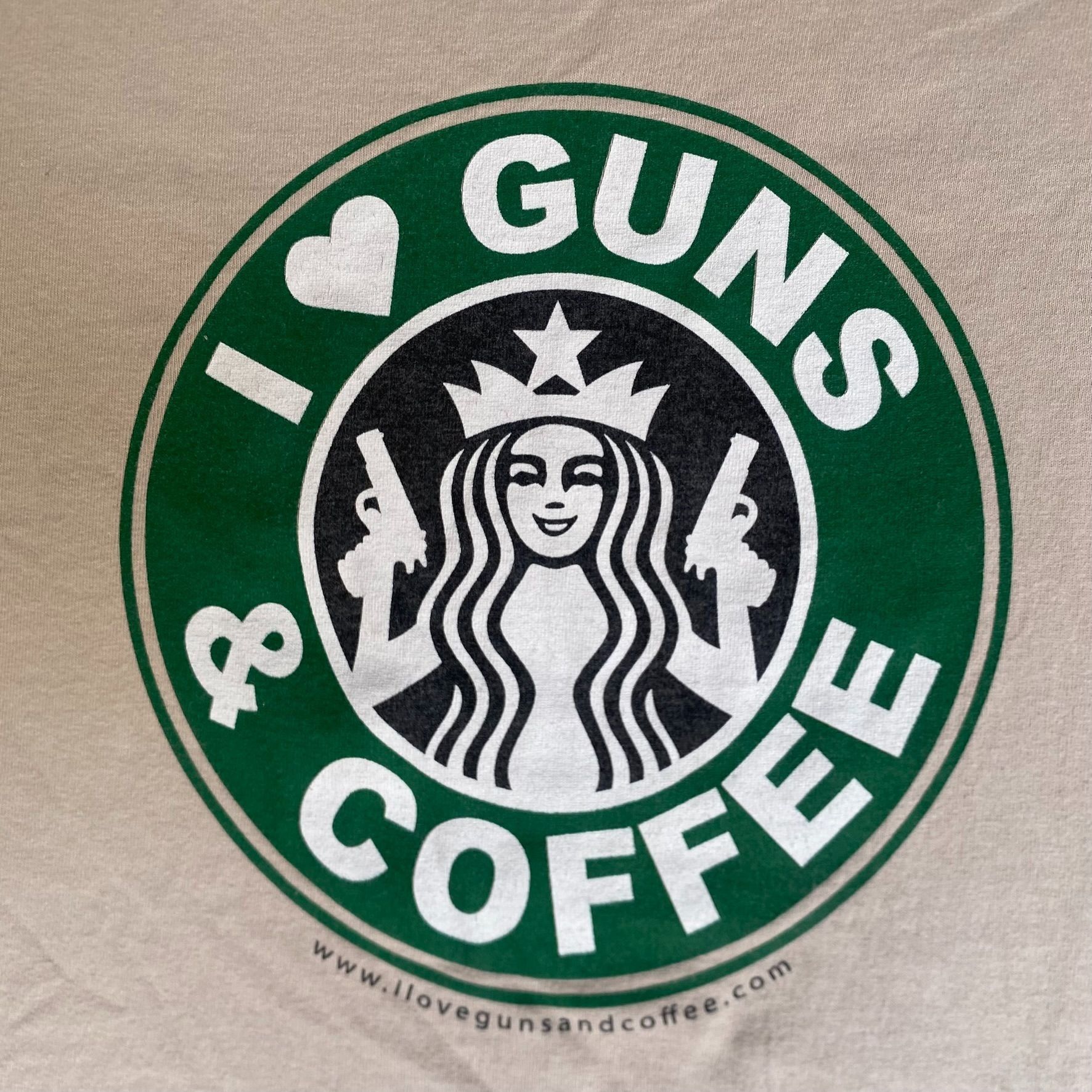 Hanes Vintage Y2K Guns Coffee Shirt Starbucks Parody Humor Tee Size US XL / EU 56 / 4 - 3 Thumbnail