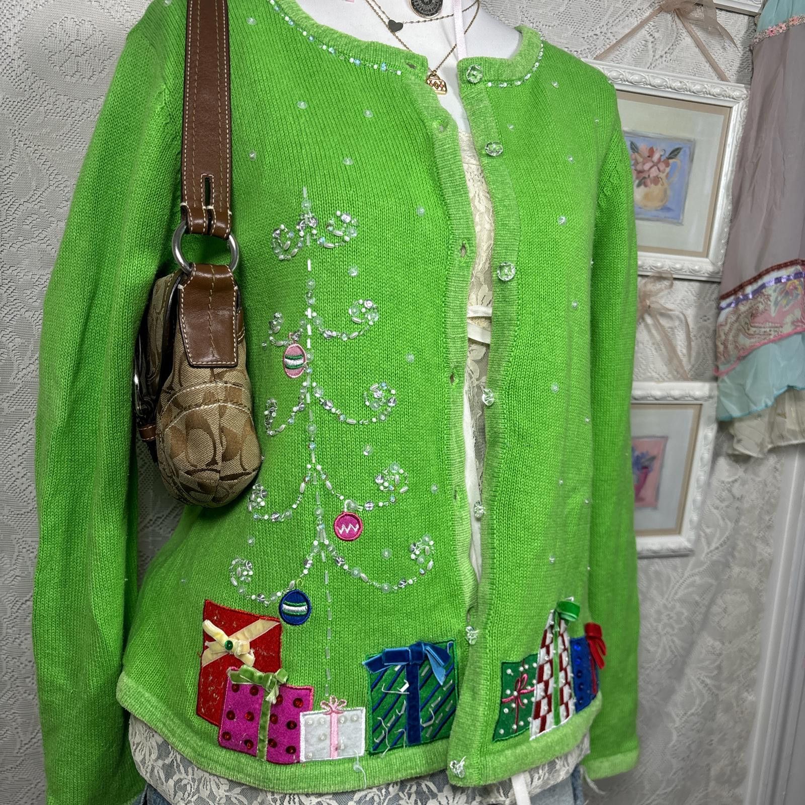 Other vintage tiara international christmas cardigan sweater Size L / US 10 / IT 46 - 4 Thumbnail