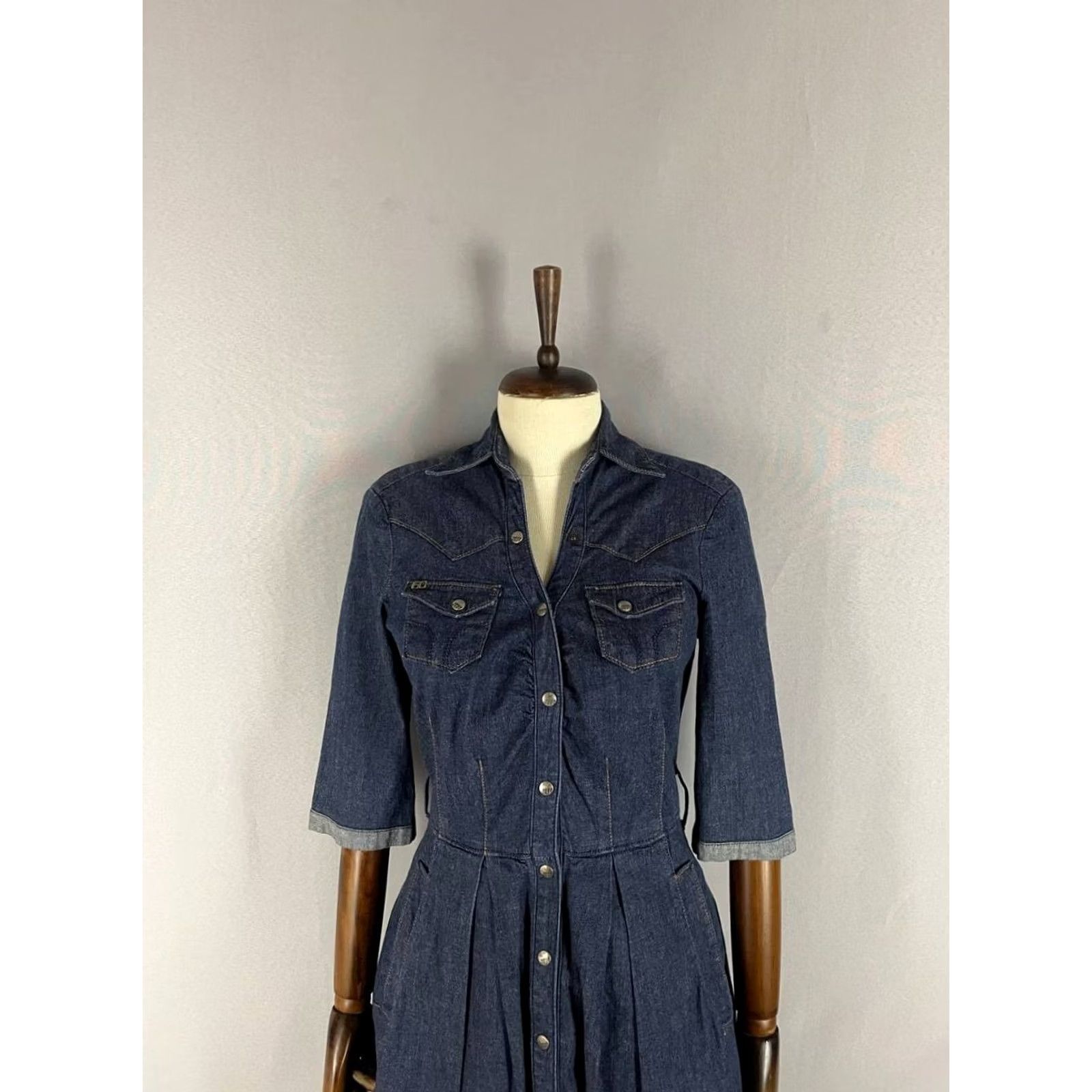 Miss Sixty Miss Sixty Maxi Dress Blue Half Sleeve Front Button Collared L Womens Size L / US 10 / IT 46 - 4 Thumbnail