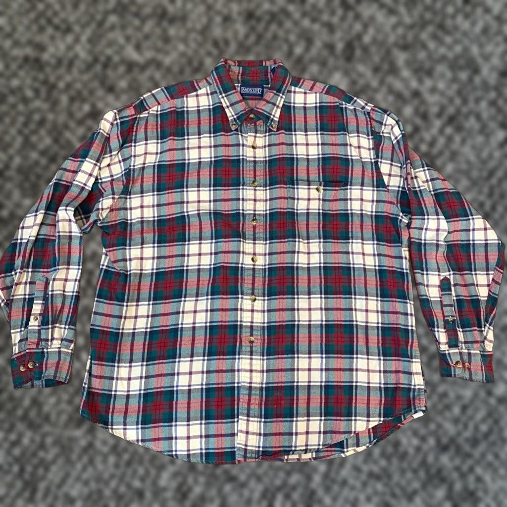 Lands' End VINTAGE Lands' End Flannel Shirt Mens XL Scotch Plaid Button-Down 17-17.5 Size US XL / EU 56 / 4 - 1 Thumbnail