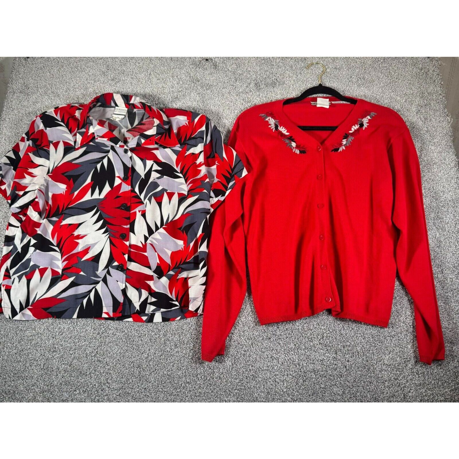 Other Classics by Jantzen Sweater Blouse Set L Petite Embroidered Size L / US 10 / IT 46 - 2 Thumbnail