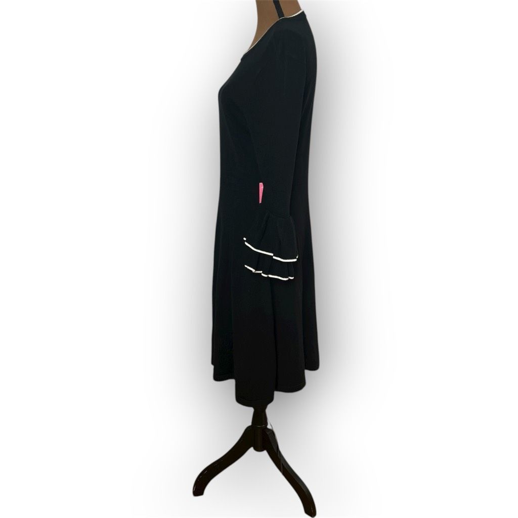 Vince Camuto Vince Camuto Black White Trimmed Layered Ruffle Cuff Sweater Size L / US 10 / IT 46 - 12 Thumbnail