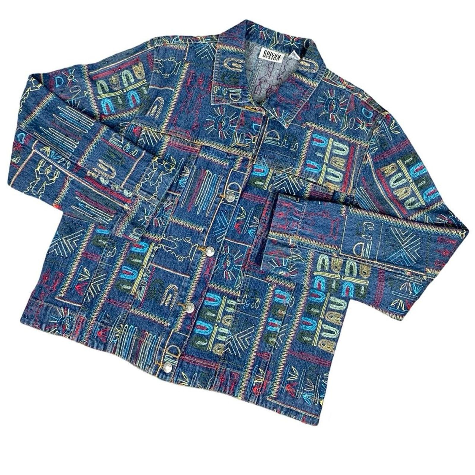 Vintage Vintage 90s Western Mojave Style Embroidered Denim Button Up Size M / US 6-8 / IT 42-44 - 1 Thumbnail