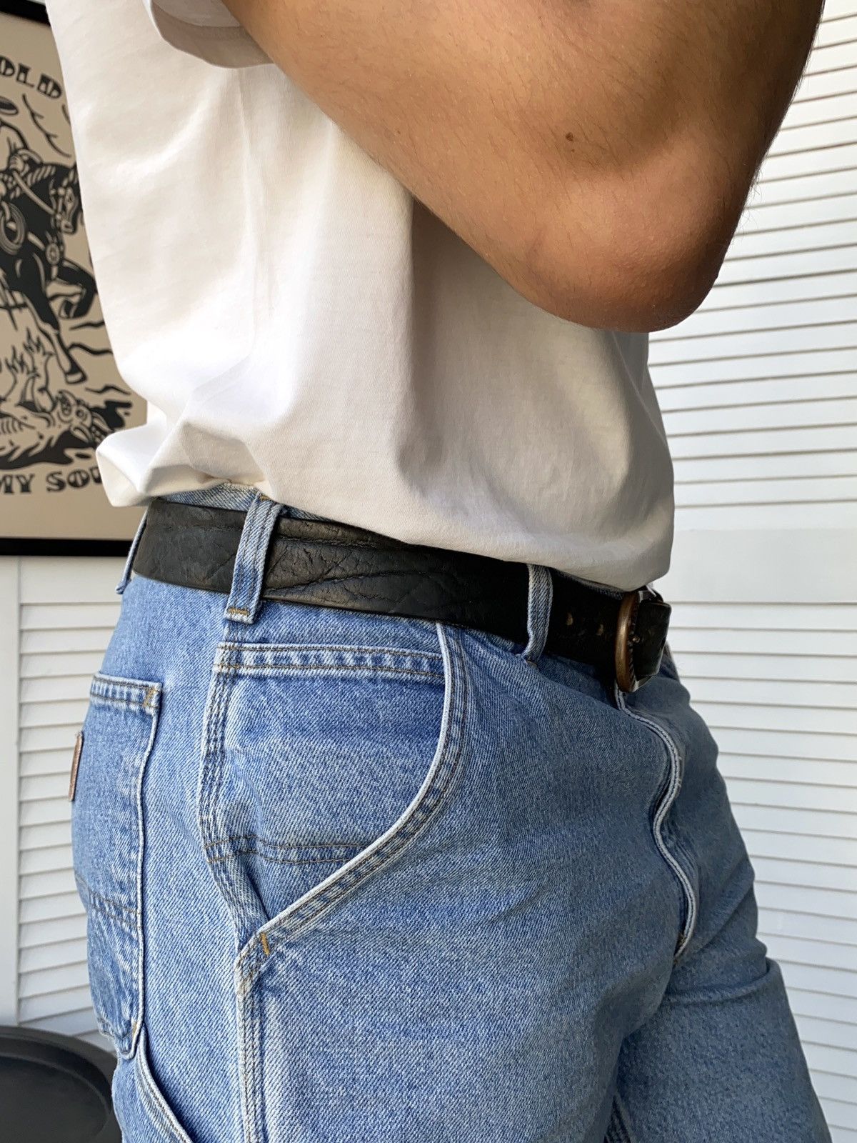 Levi's Vintage Levi’s Distressed Silver Buckle Logo Belts Leather Size ONE SIZE - 2 Thumbnail