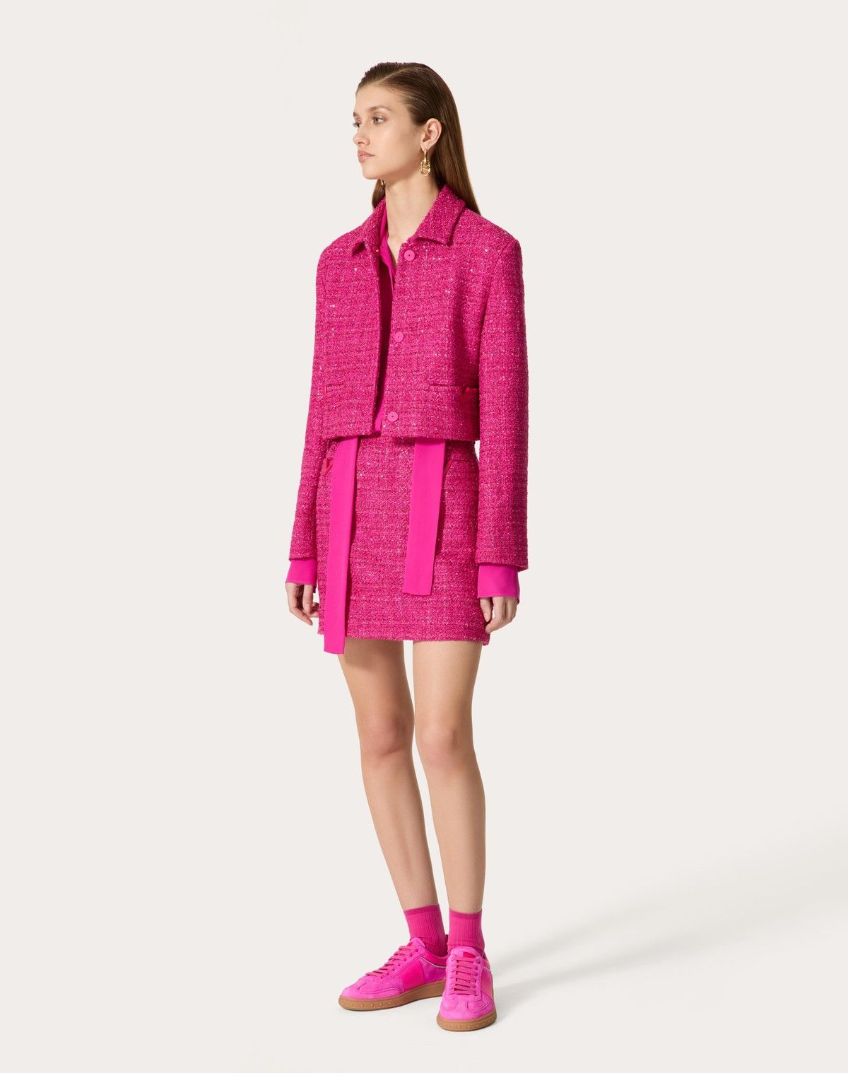 Valentino o1s1wg110525 Glaze Tweed Light Miniskirt in Pink Size 26" / US 2 / IT 38 - 3 Thumbnail