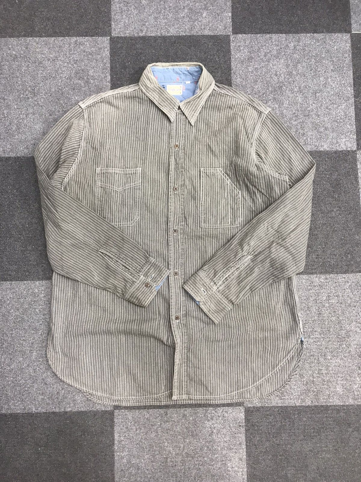 Japanese Brand SUGAR CANE Very Rare Pockets Toyo Enterprise Stripe Shirt Size US L / EU 52-54 / 3 - 8 Thumbnail