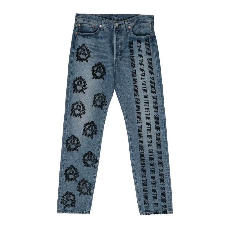 image of Denim Tears X Levi's 501 Pyrex Tears Jeans Virgil Abloh in Light Wash, Men's (Size 36)