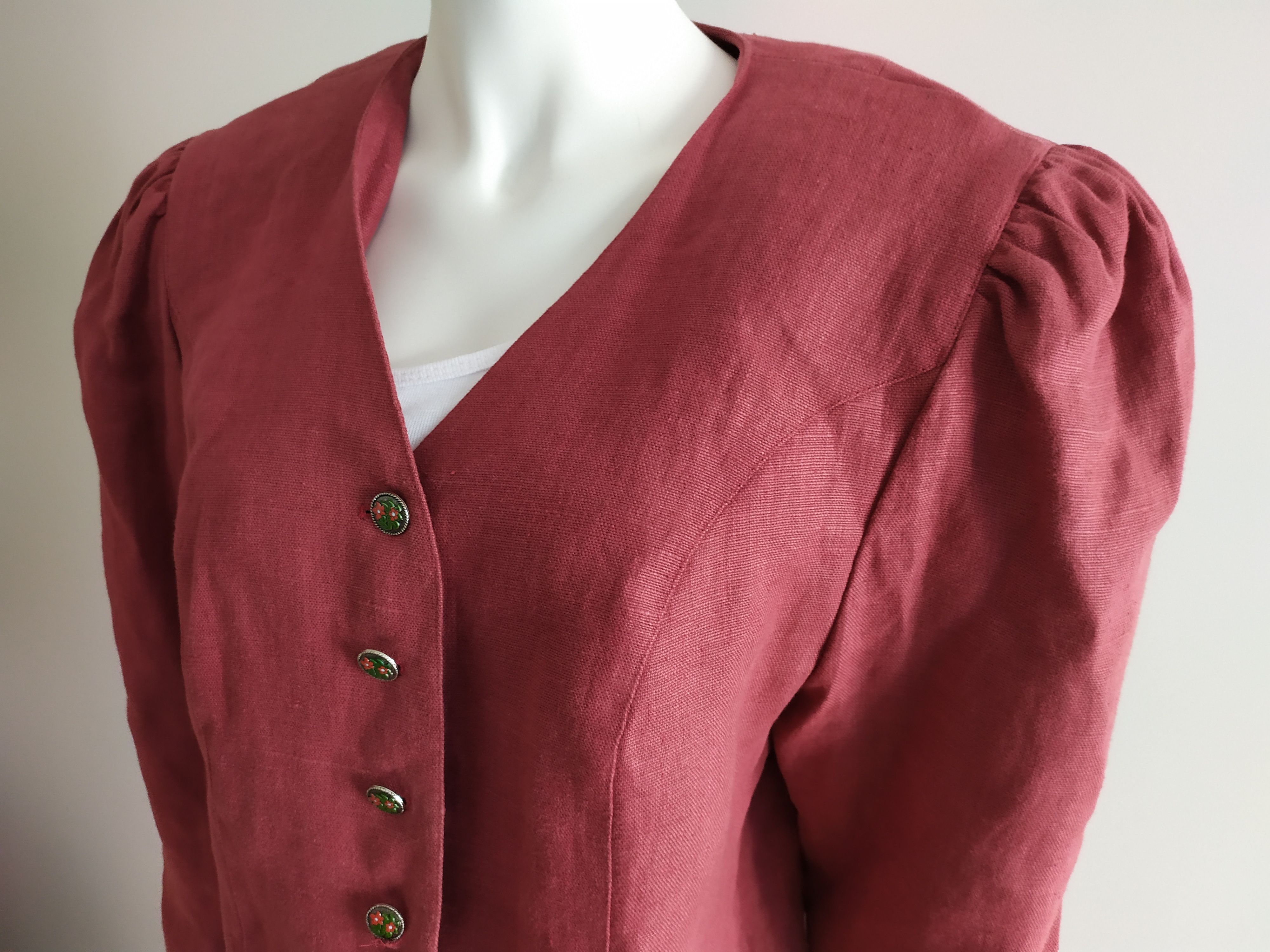 The Difference Raspberry Linen women jacket blazer Bavarian Vintage XL Size XXL / US 16-18 / IT 52-54 - 4 Thumbnail
