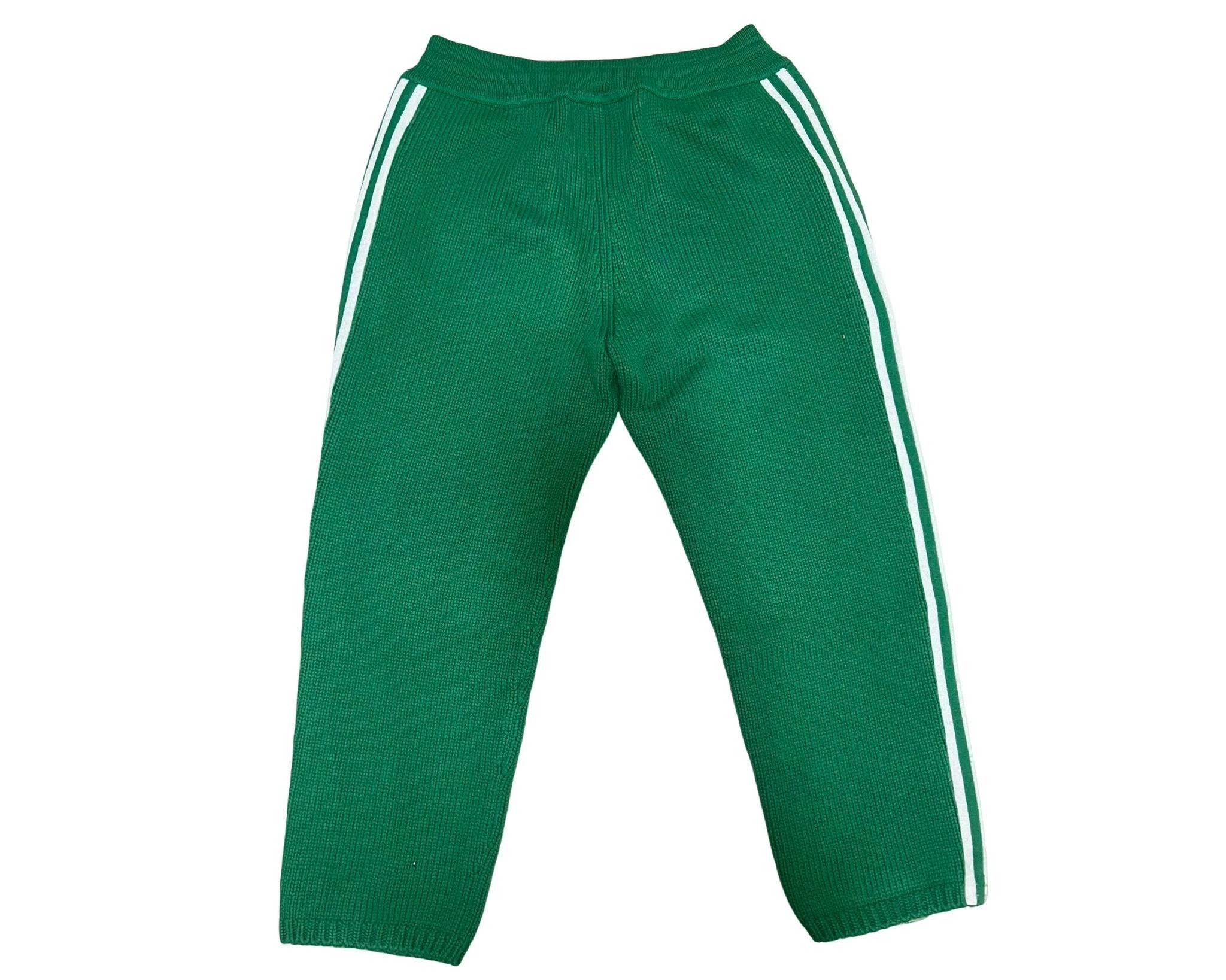 Gucci Adidas x Gucci Green Wool Knit Striped Pants Size US 36 / EU 52 - 2 Thumbnail