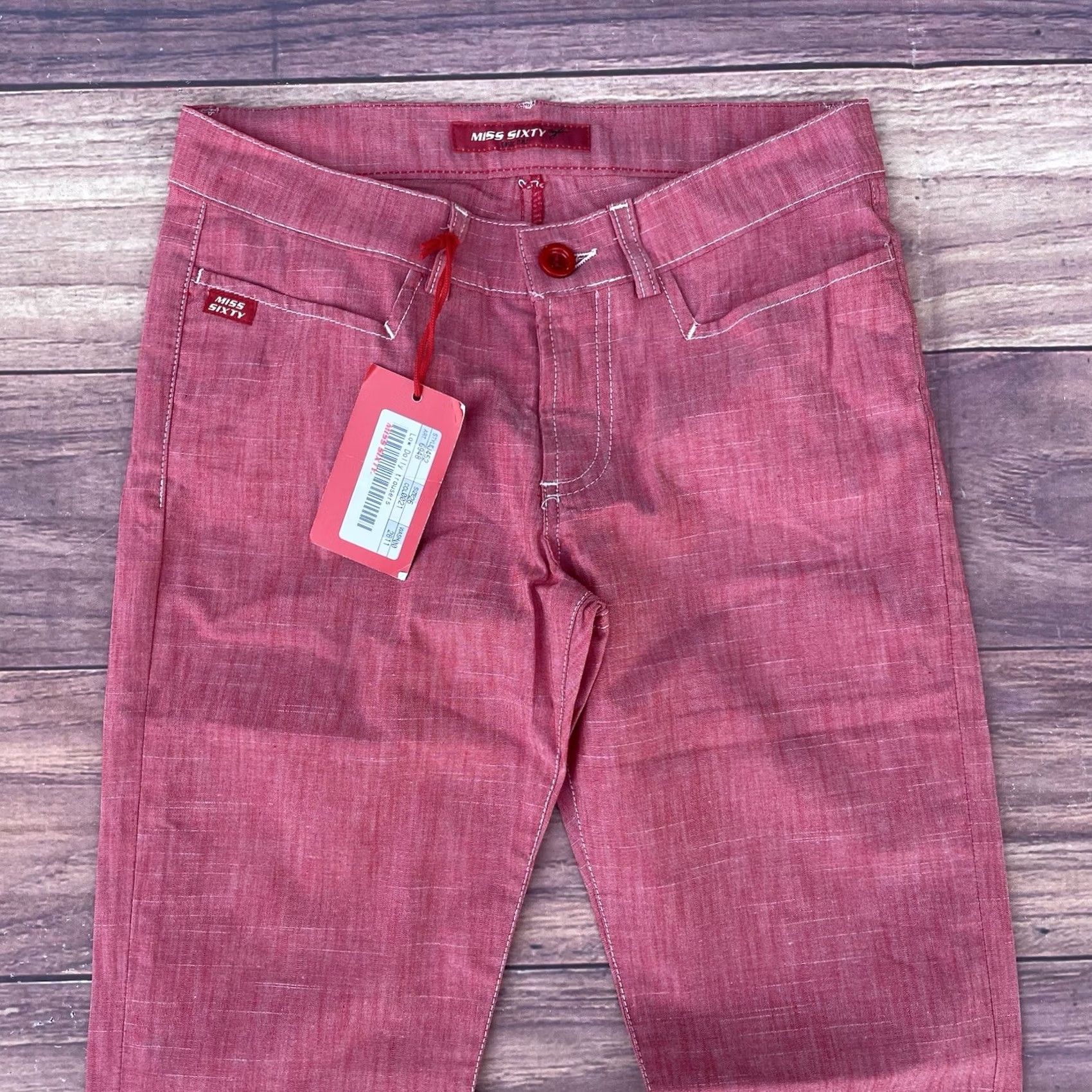Miss Sixty VINTAGE Miss Sixty Low Dolly Trousers Jeans Flare 26 Pink Italy Womens 5-Pocket Denim Stretch Slim Cotton Blend 2/4? Size 26" / US 2 / IT 38 - 2 Thumbnail