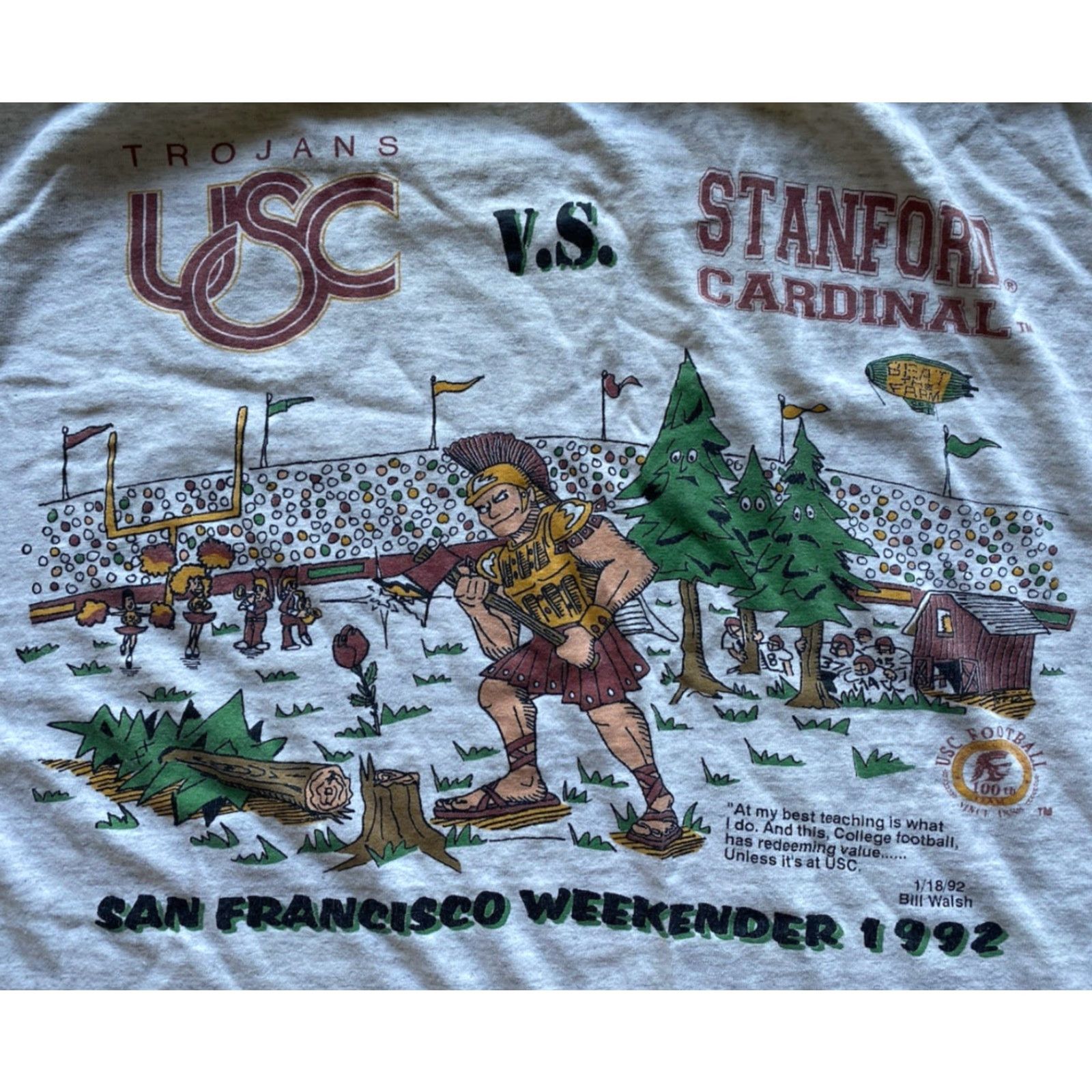 Vintage VINTAGE Oneita T-Shirt USC Trojans Stanford Cardinal 1992 Gray XL Short Sleeve Men Men XL 90s College California Sports Size US XL / EU 56 / 4 - 2 Thumbnail