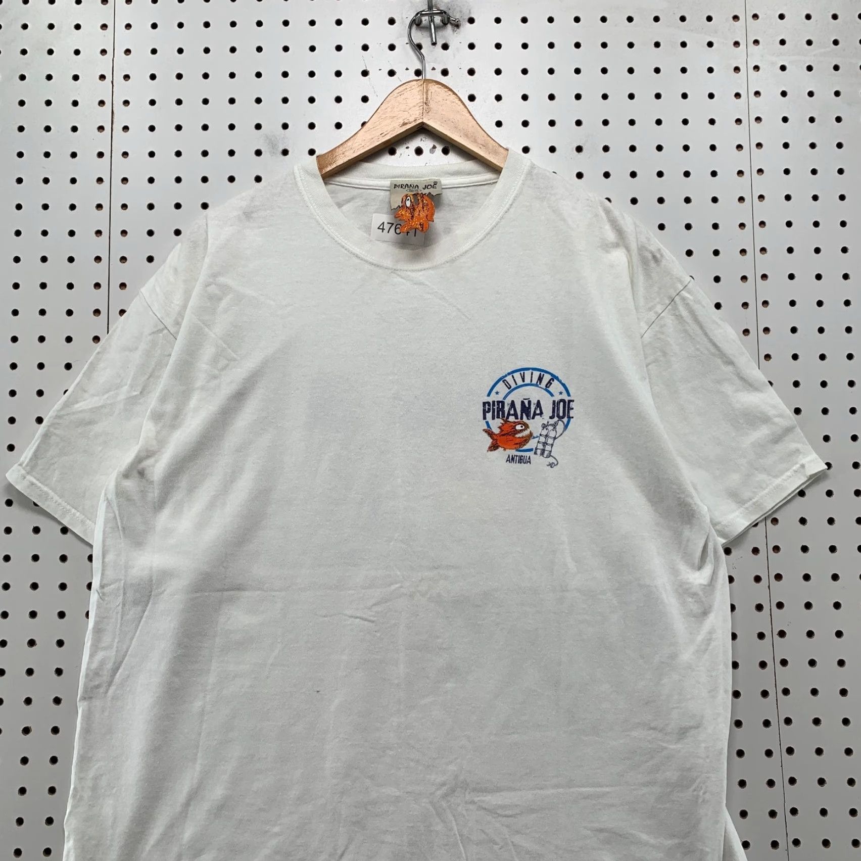 Vintage Pirana Joe T Shirt Mens XL White Diving Antigua Short Sleeve Beach Surf Size US XL / EU 56 / 4 - 4 Thumbnail
