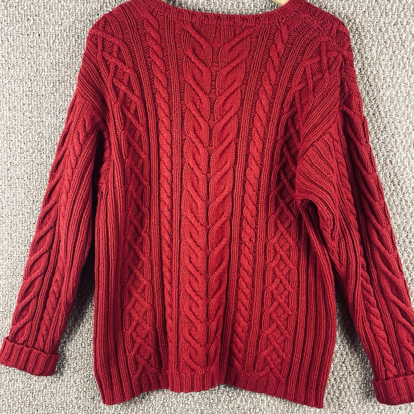 Eddie Bauer VINTAGE Eddie Bauer Sweater Men’s L Red Fisherman Cable Knit Chunky Knit R3 Shirt Pullover 90s Mens Size US L / EU 52-54 / 3 - 3 Thumbnail