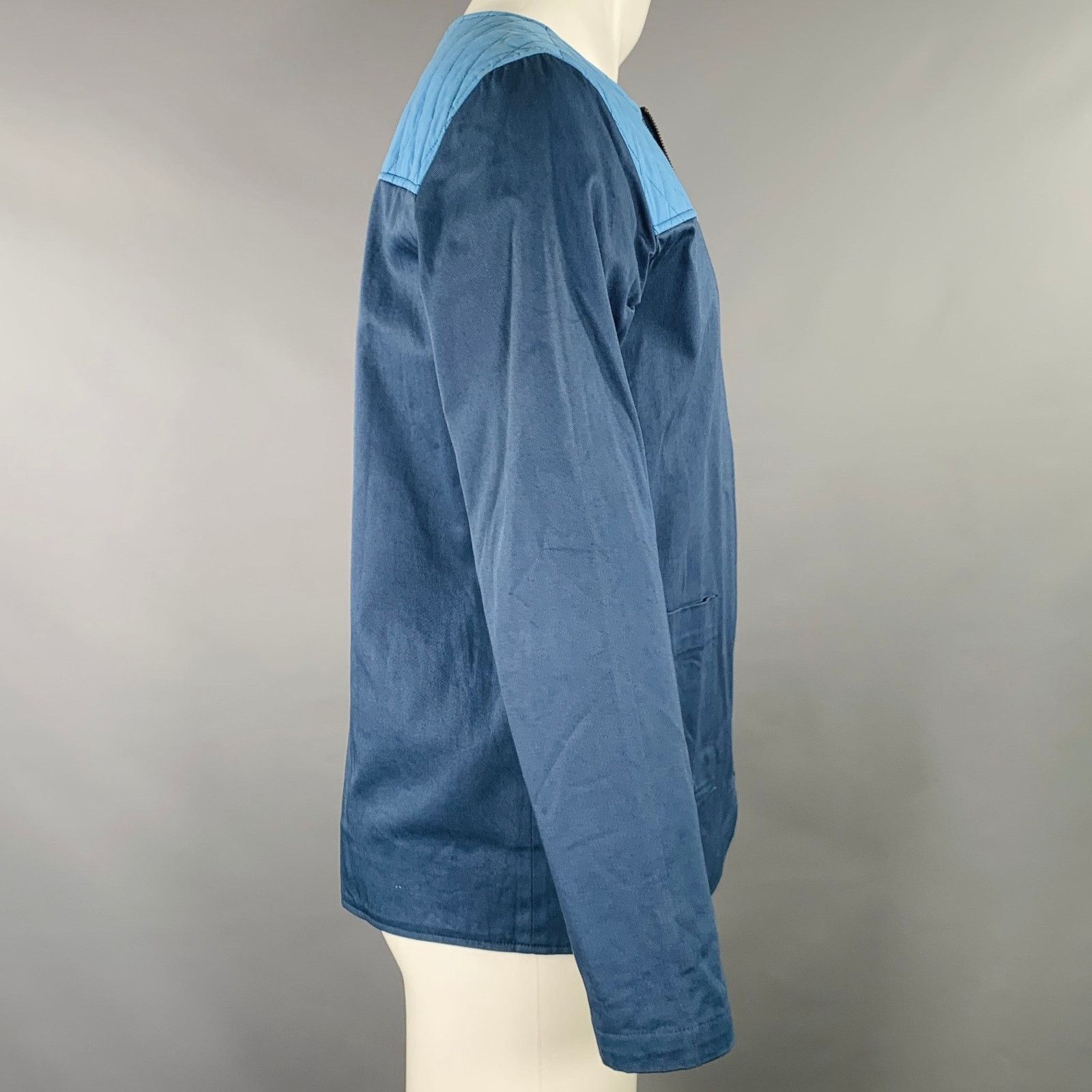 Other M Navy Blue Two Toned Organic Cotton Collarless Jacket Size US M / EU 48-50 / 2 - 2 Thumbnail