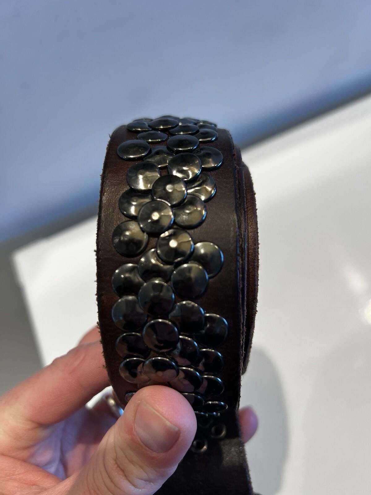 The Unbranded Brand Metal Embellished Leather Belt Size ONE SIZE - 3 Thumbnail