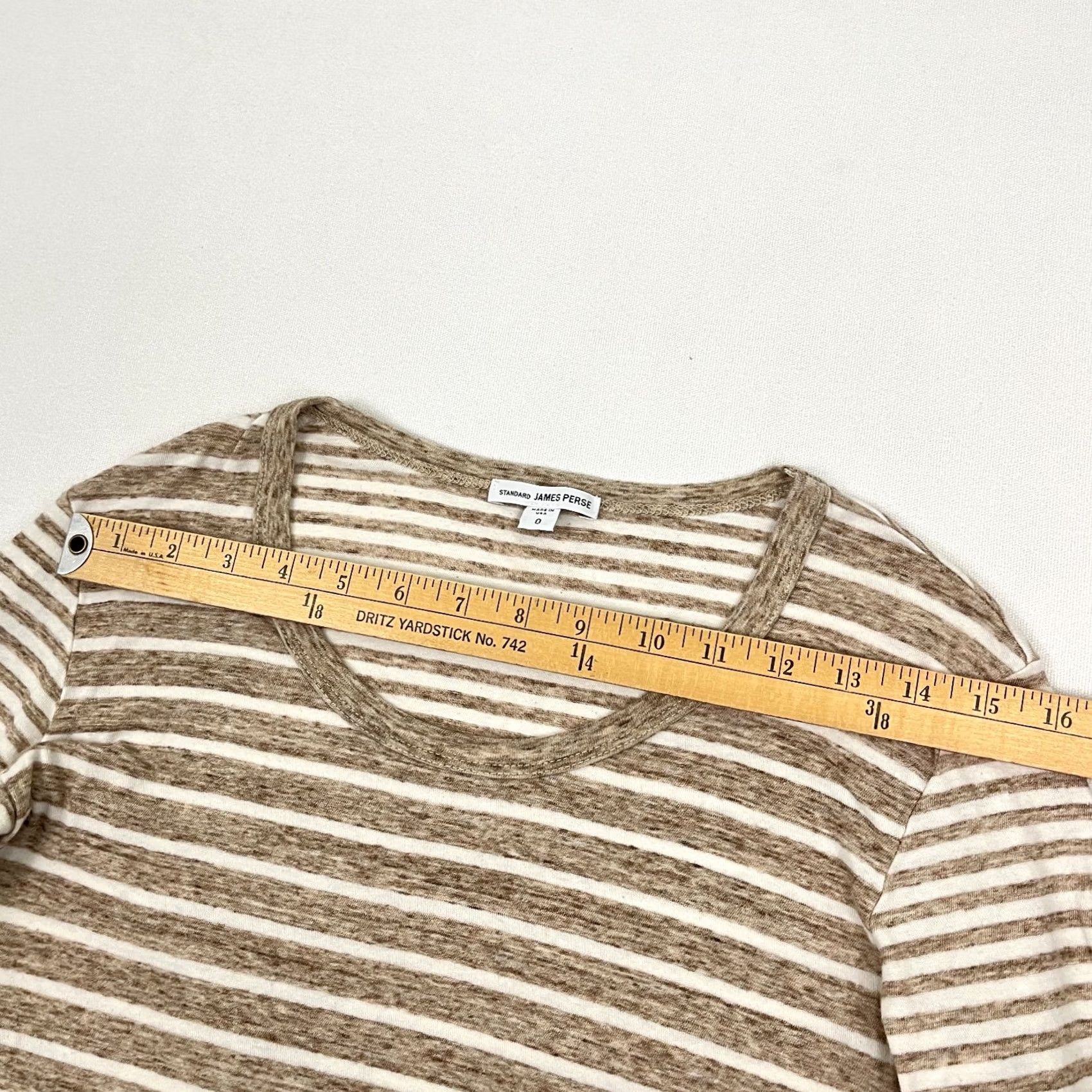 James Perse James Perse Blouse Womens XS Brown Striped Contrast Scoop Knit 3/4 Sleeve Casual Workwear Mens? Size XS / US 0-2 / IT 36-38 - 4 Thumbnail