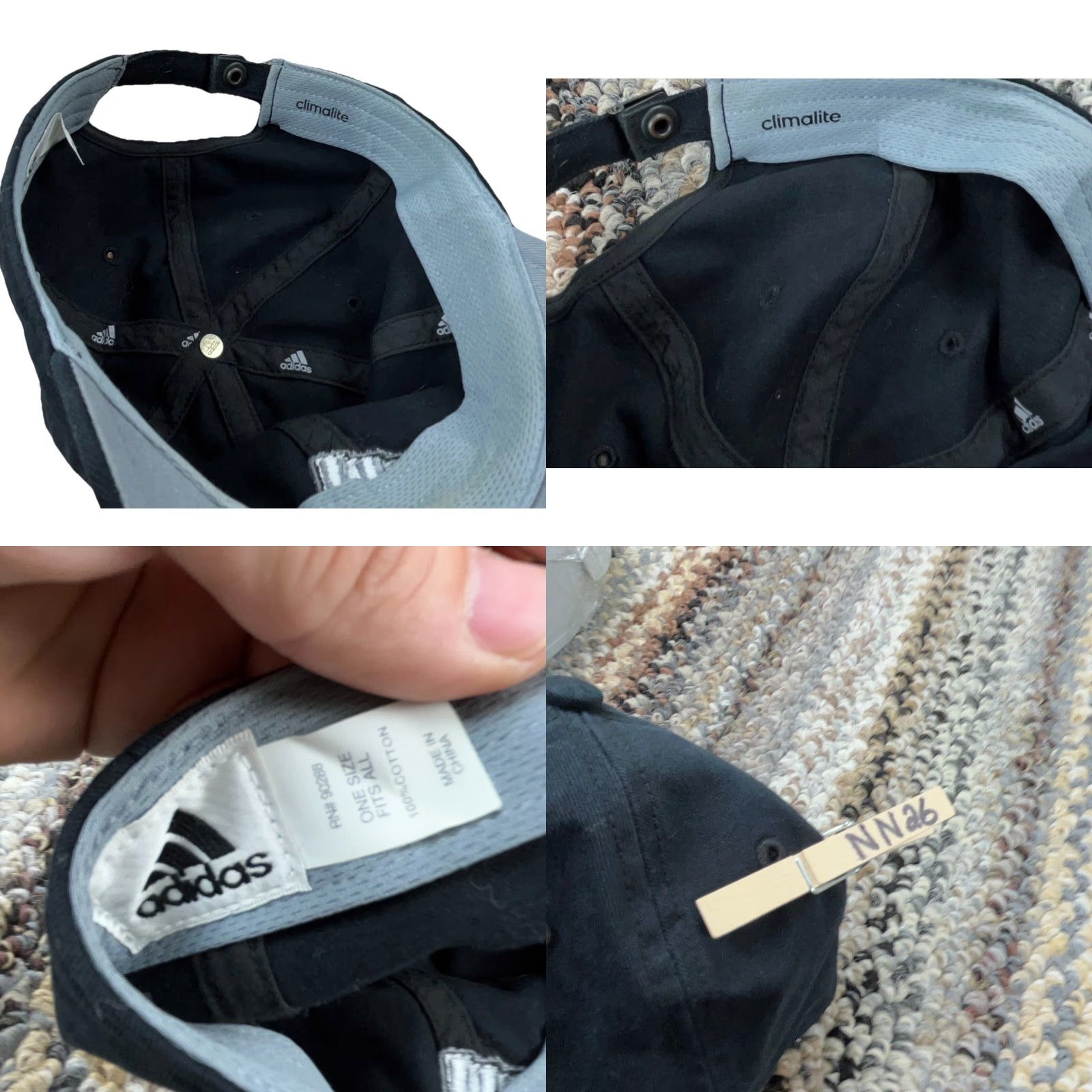 Adidas Adidas Hat Cap Black Strap Back Clima Lite Dad Baseball Spell Out Adult Mens NN Size ONE SIZE - 8 Thumbnail